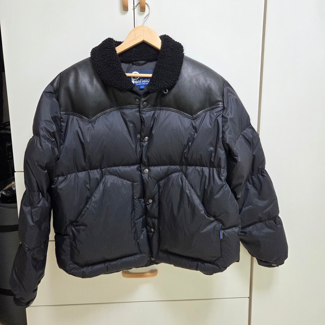 펜필드 락울 패딩 가죽배색 블랙 L사이즈 상품이미지1
