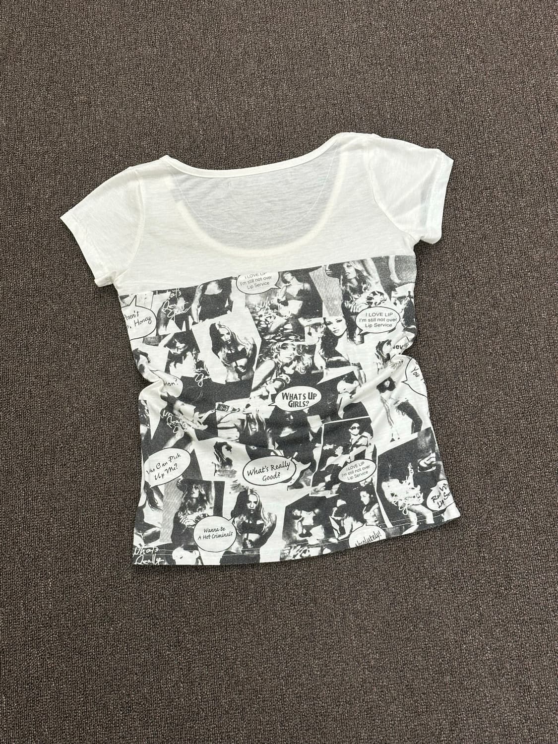 OS)Lip survice vintage 여성 프린팅 화이트 반팔 티셔츠 상품이미지6