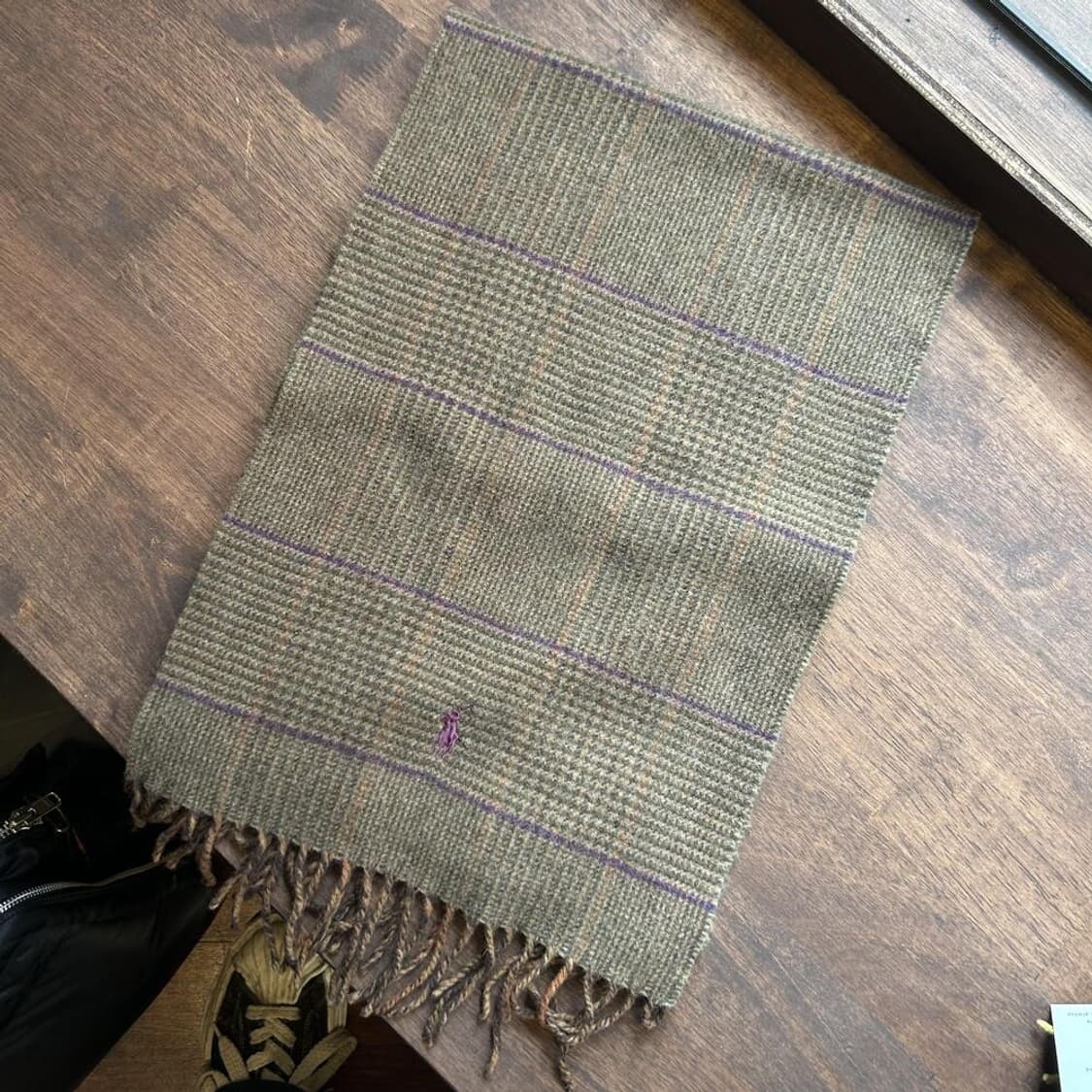 12864 - 폴로 랄프로렌 브라운 체크 울 머플러 (울 80%) 상품이미지3