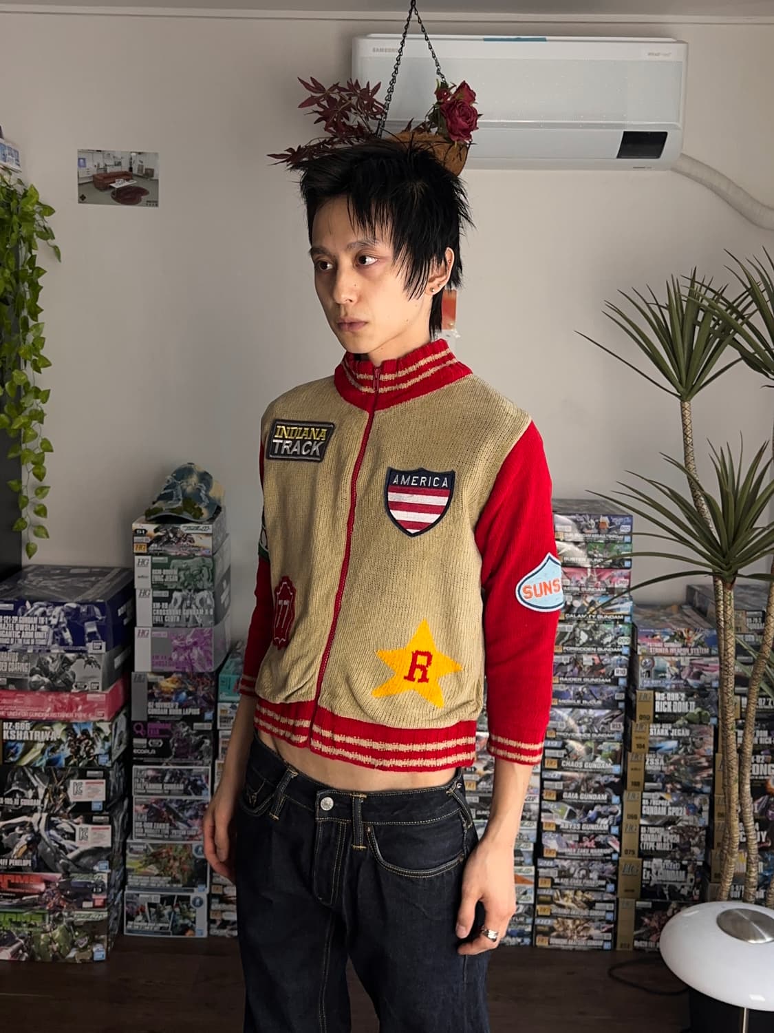 CRT Navy 패치 바시티 무드 니트집업  상품이미지6