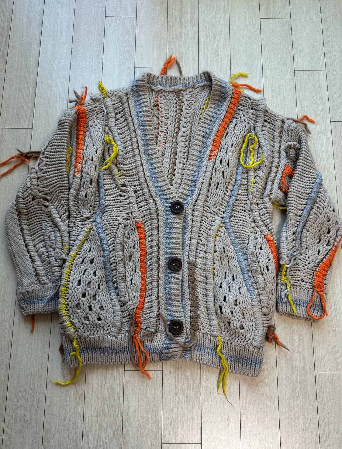 90s 핸드메이드 케이블니트가디건 상품이미지1