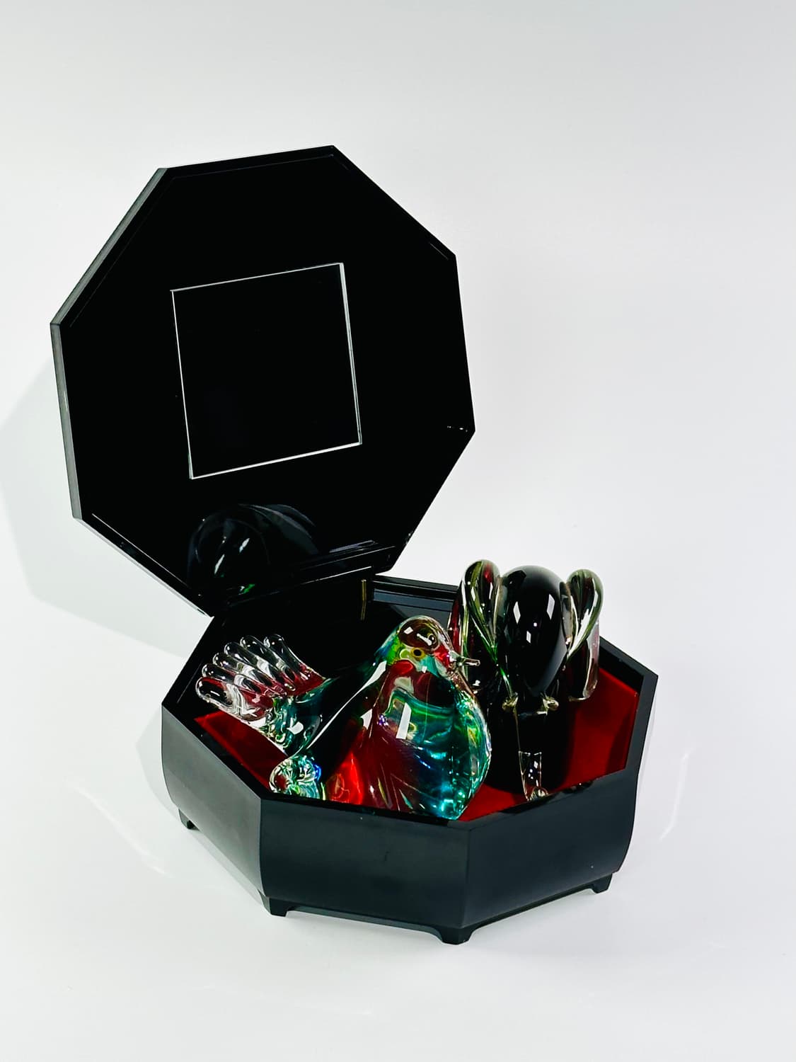 일본 빈티지 오르골 팔각 칠기 보석함 소품함 상품이미지8