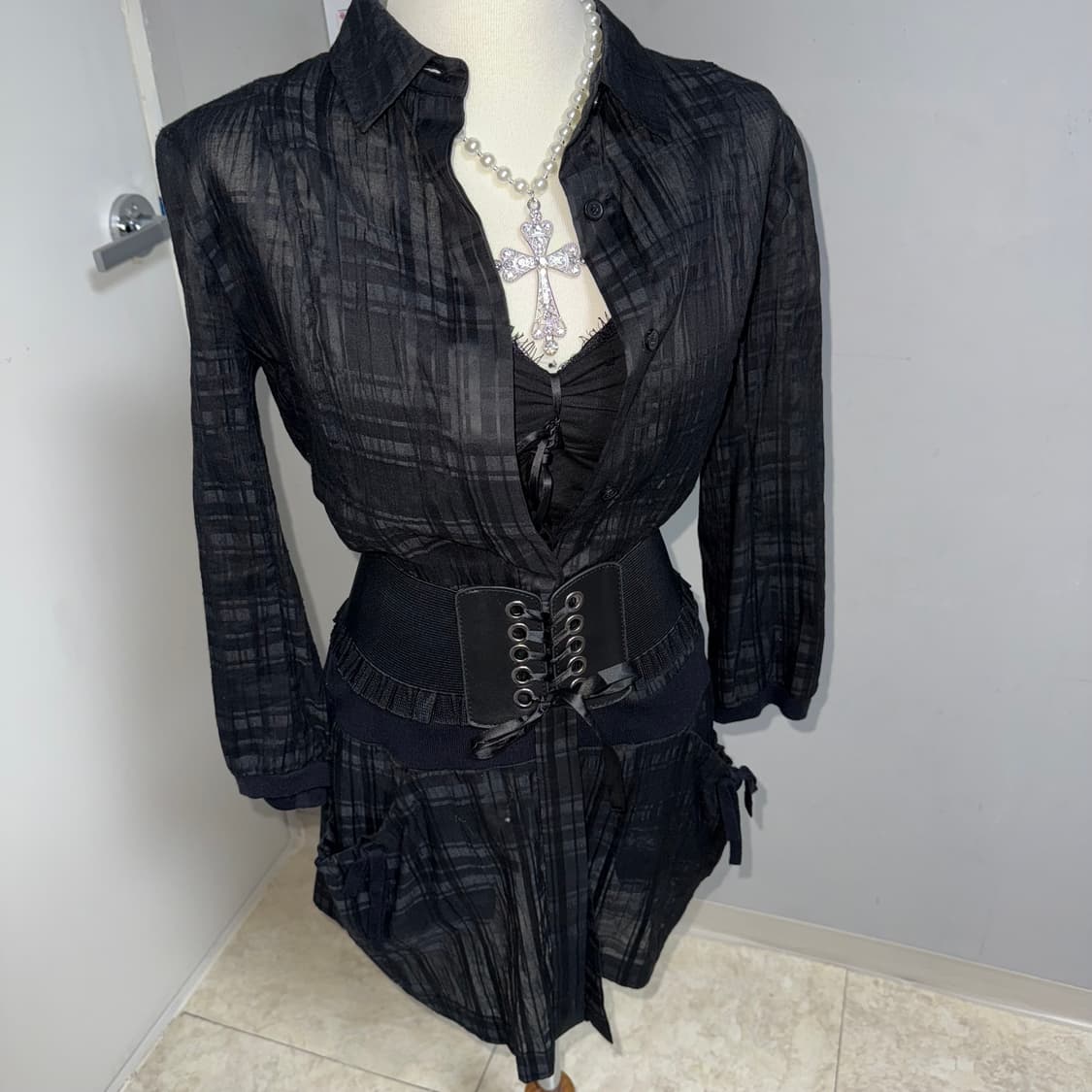 고스 로리 펑크 시스루 셔츠 원피스  상품이미지1