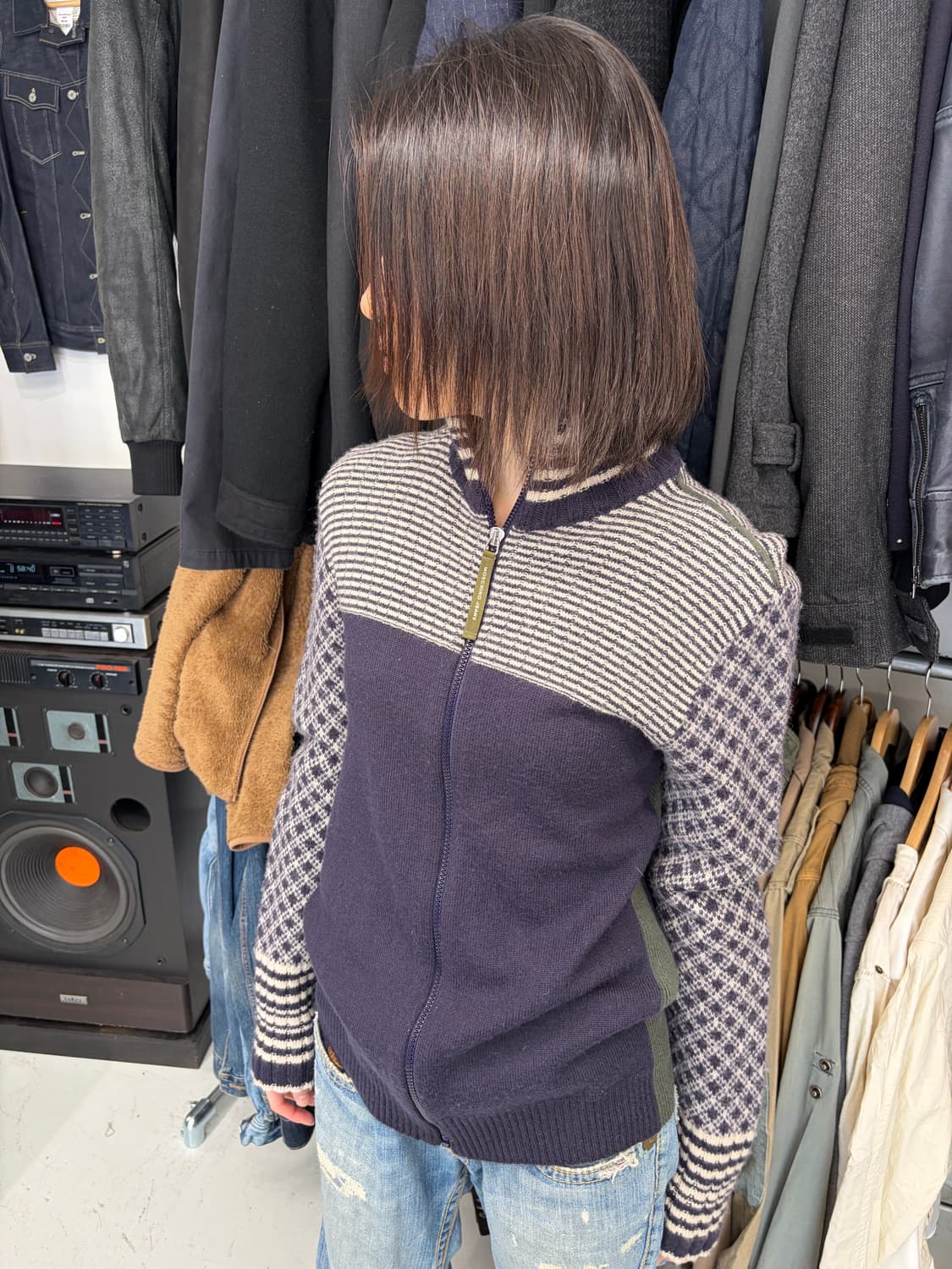 Moschino Jeans 집업 니트 네이비 자켓  상품이미지1