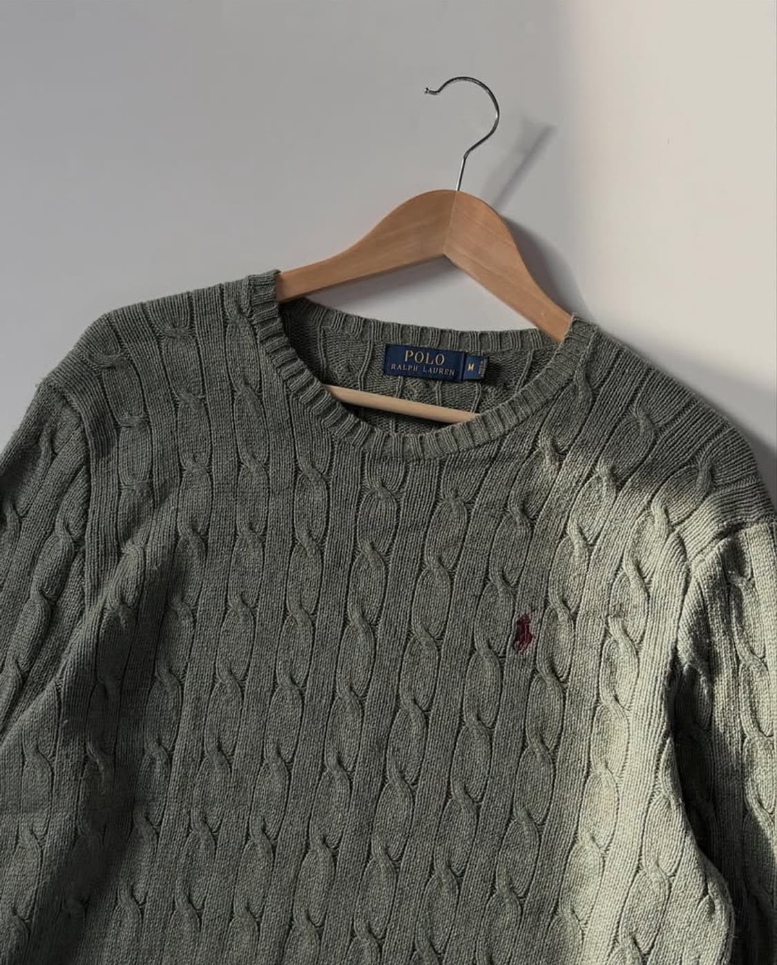 Polo 폴로 랄프로렌 신형 실크100 세이지그린 케이블 니트 상품이미지4