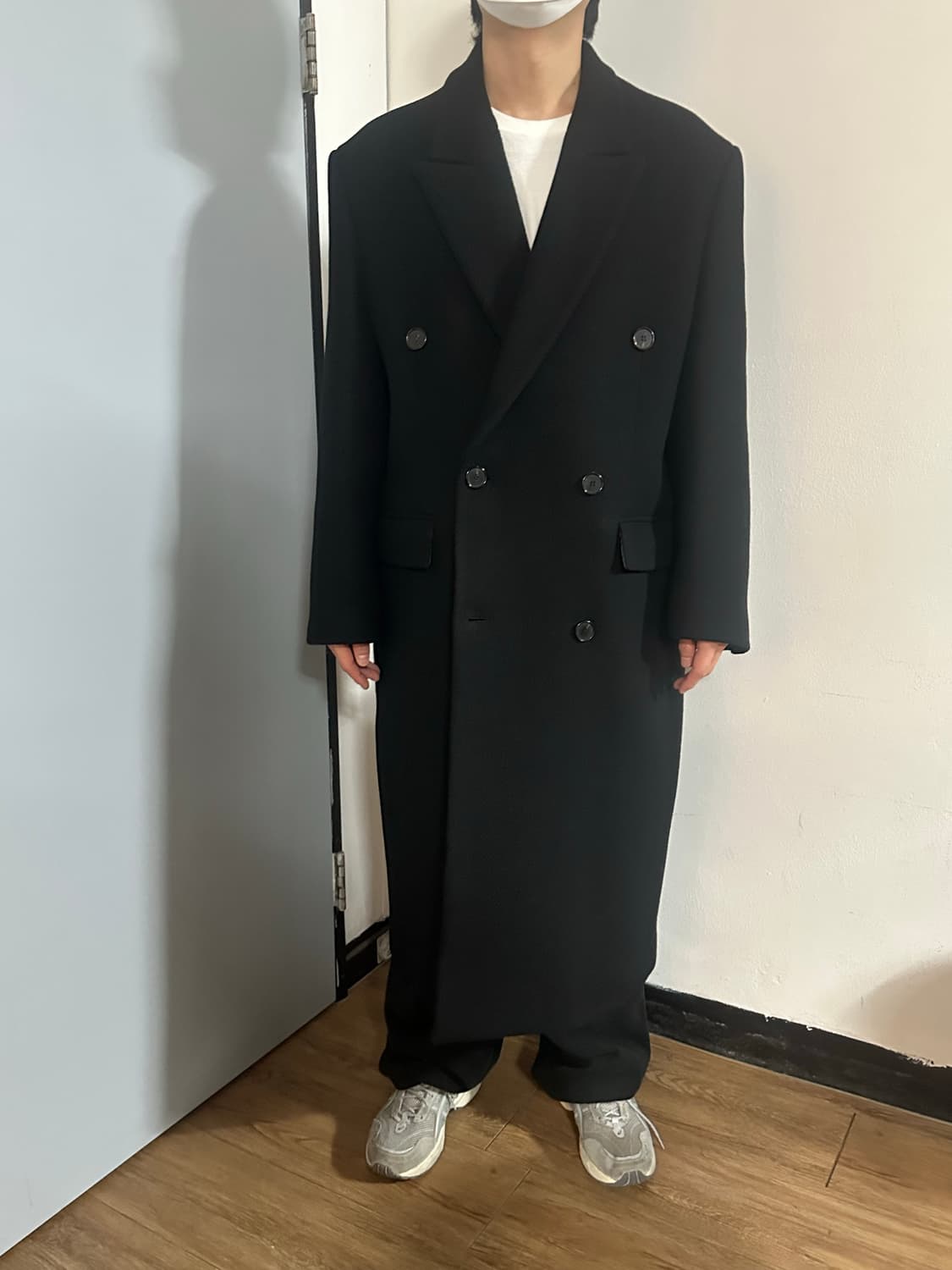  누아클레 더블 롱코트 블랙 L 새상품  상품이미지3