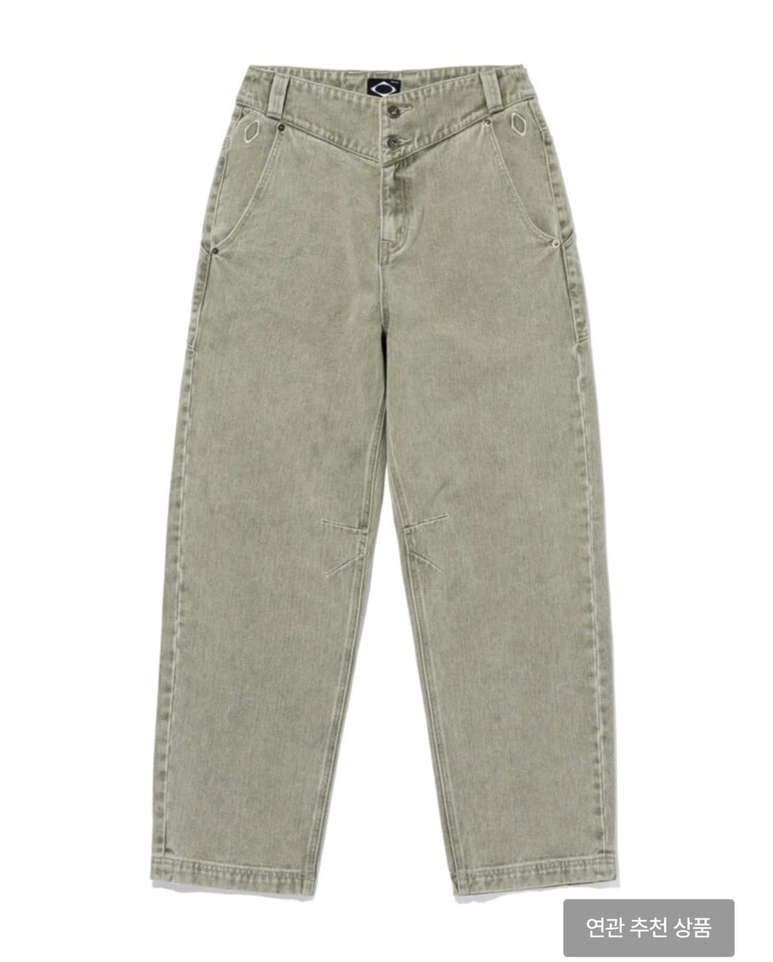 미스치프 워시드 슬라우치 진 블리치드 카키 M 상품이미지1