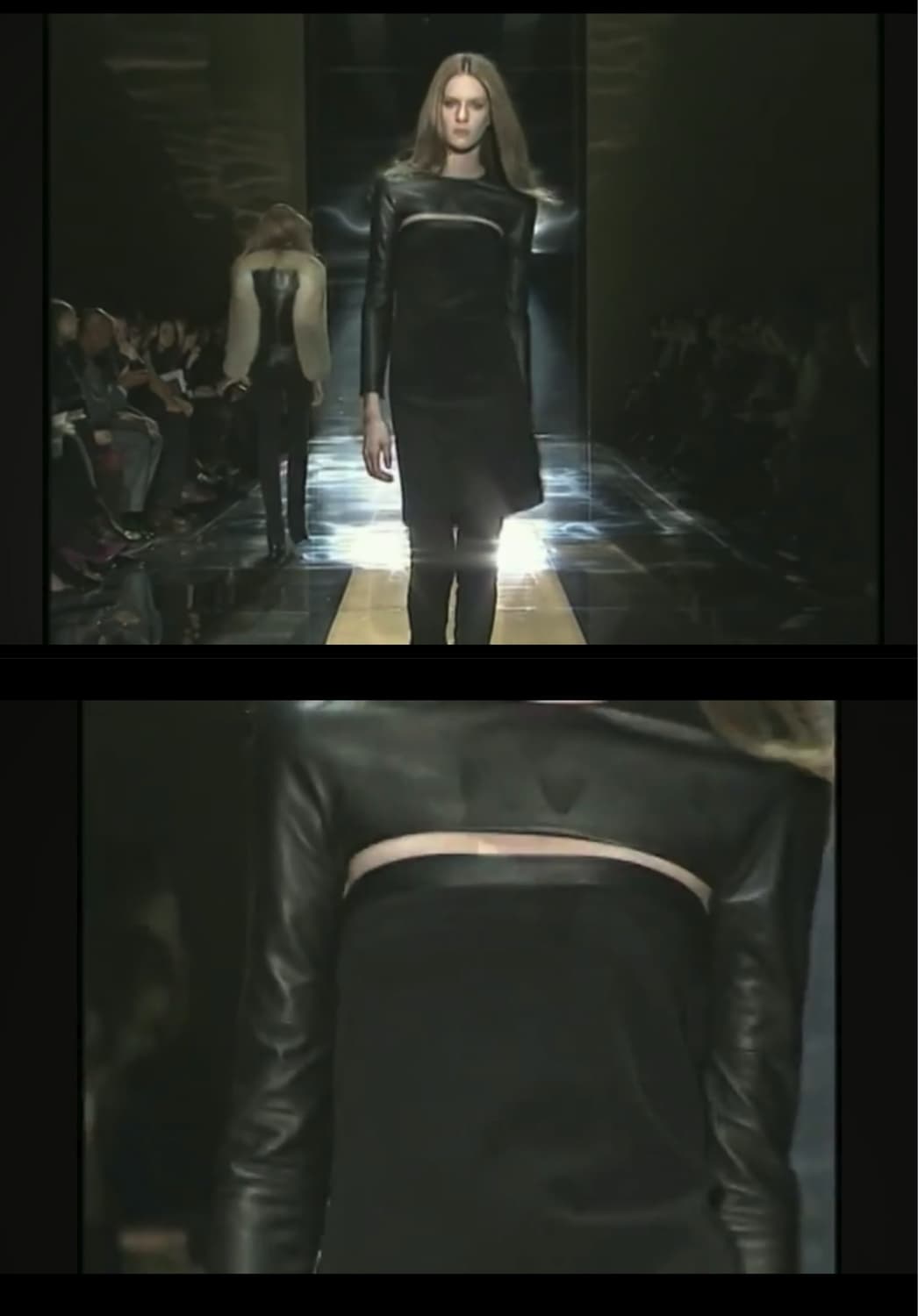 구찌 2010FW 런웨이 레더 크롭 볼레로 & 코르셋 드레스 셋업 상품이미지1