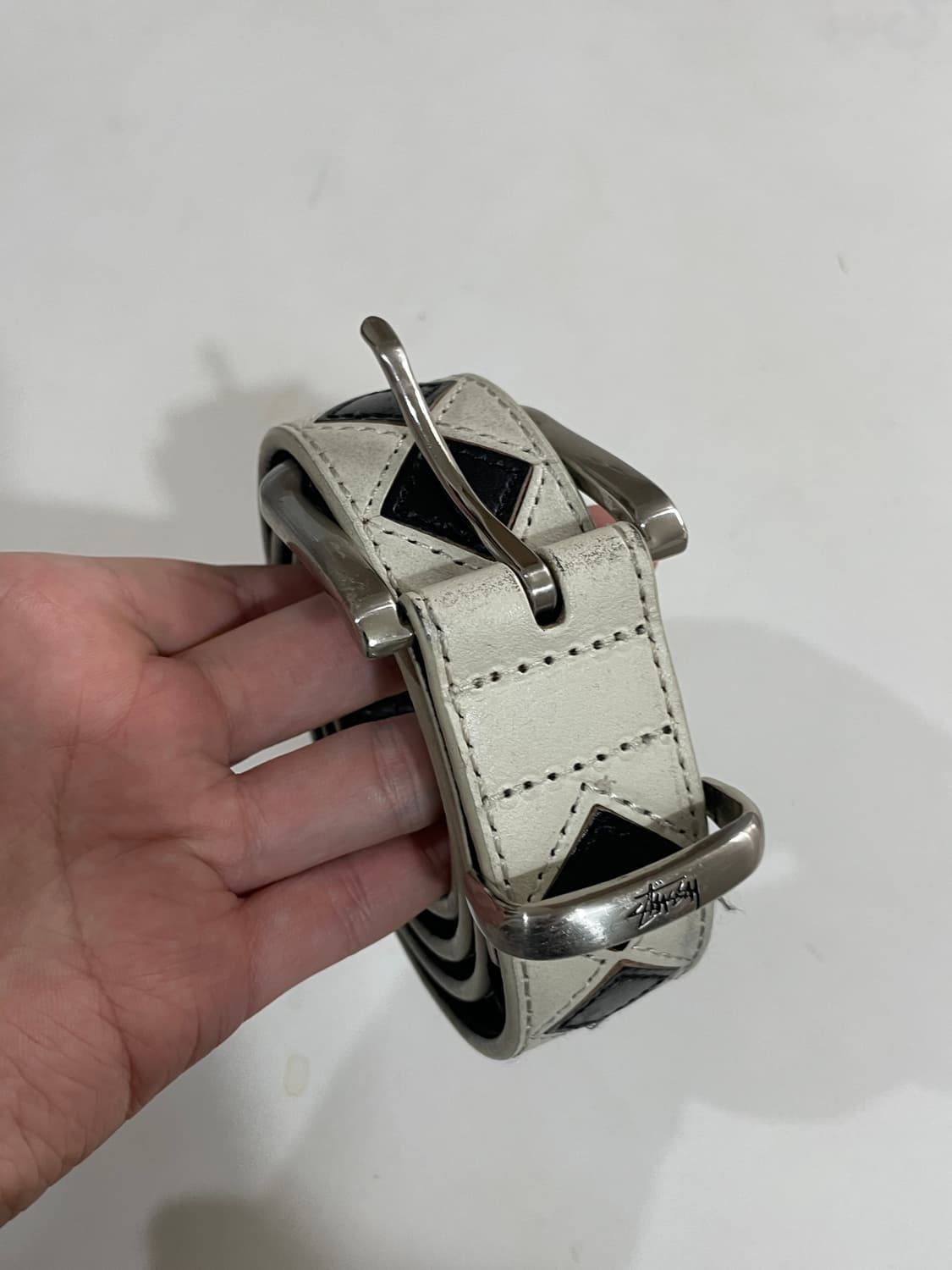 스투시 아가일 벨트 화이트 s/m 상품이미지2