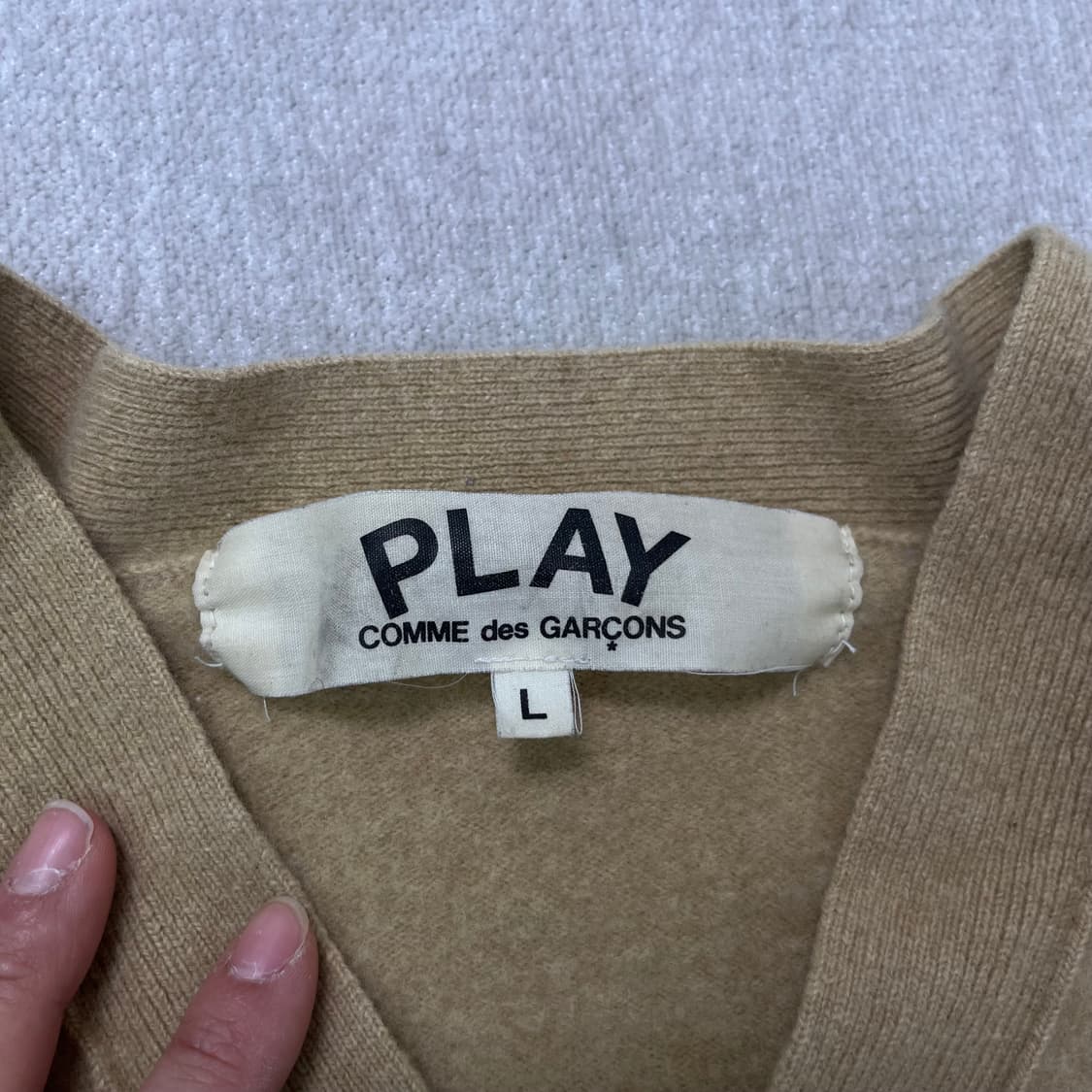 W 95 꼼데가르송 베이지 울 가디건 상품이미지3