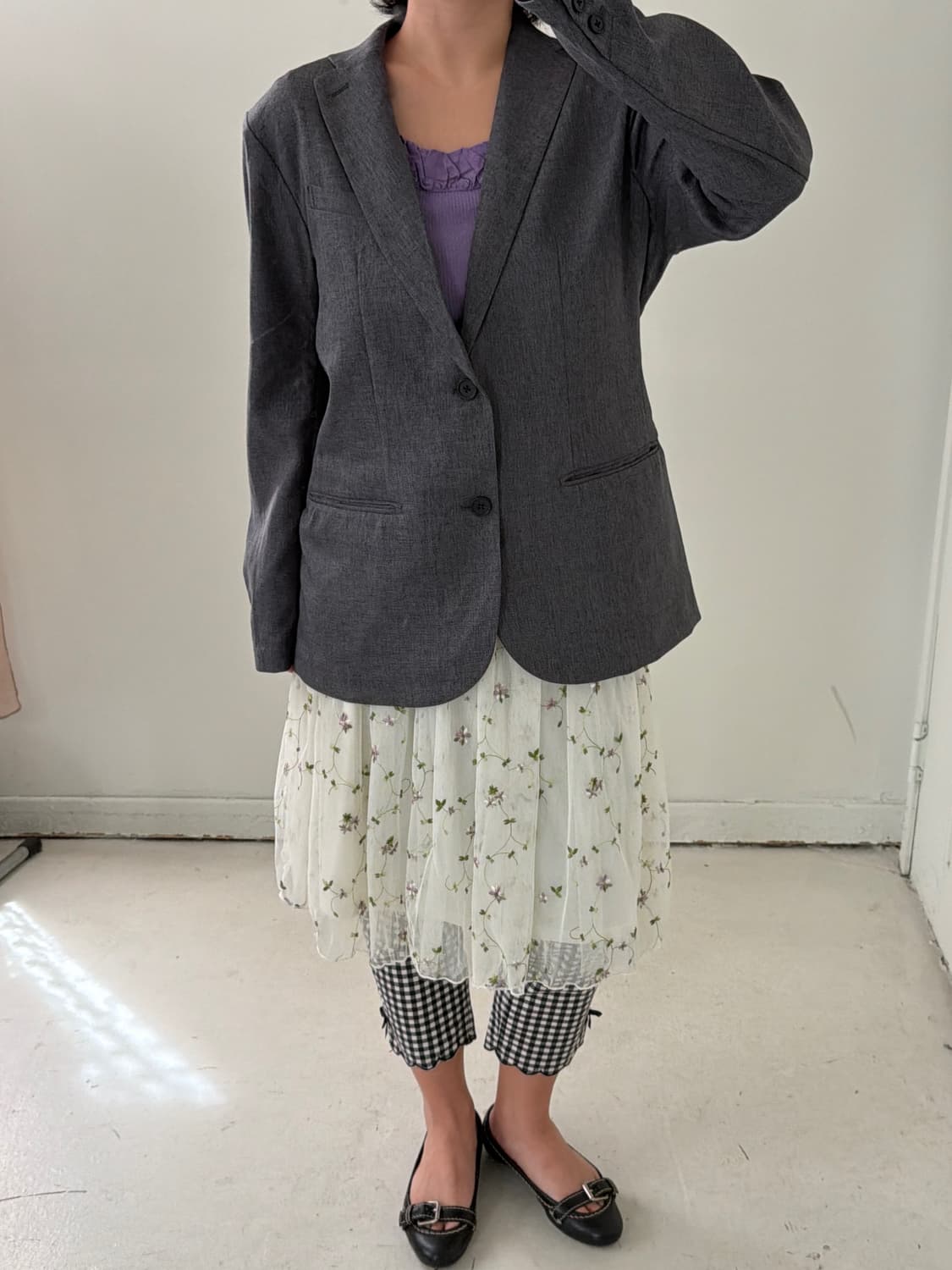 일본빈티지 라벤더 자수 샤스커트 상품이미지5