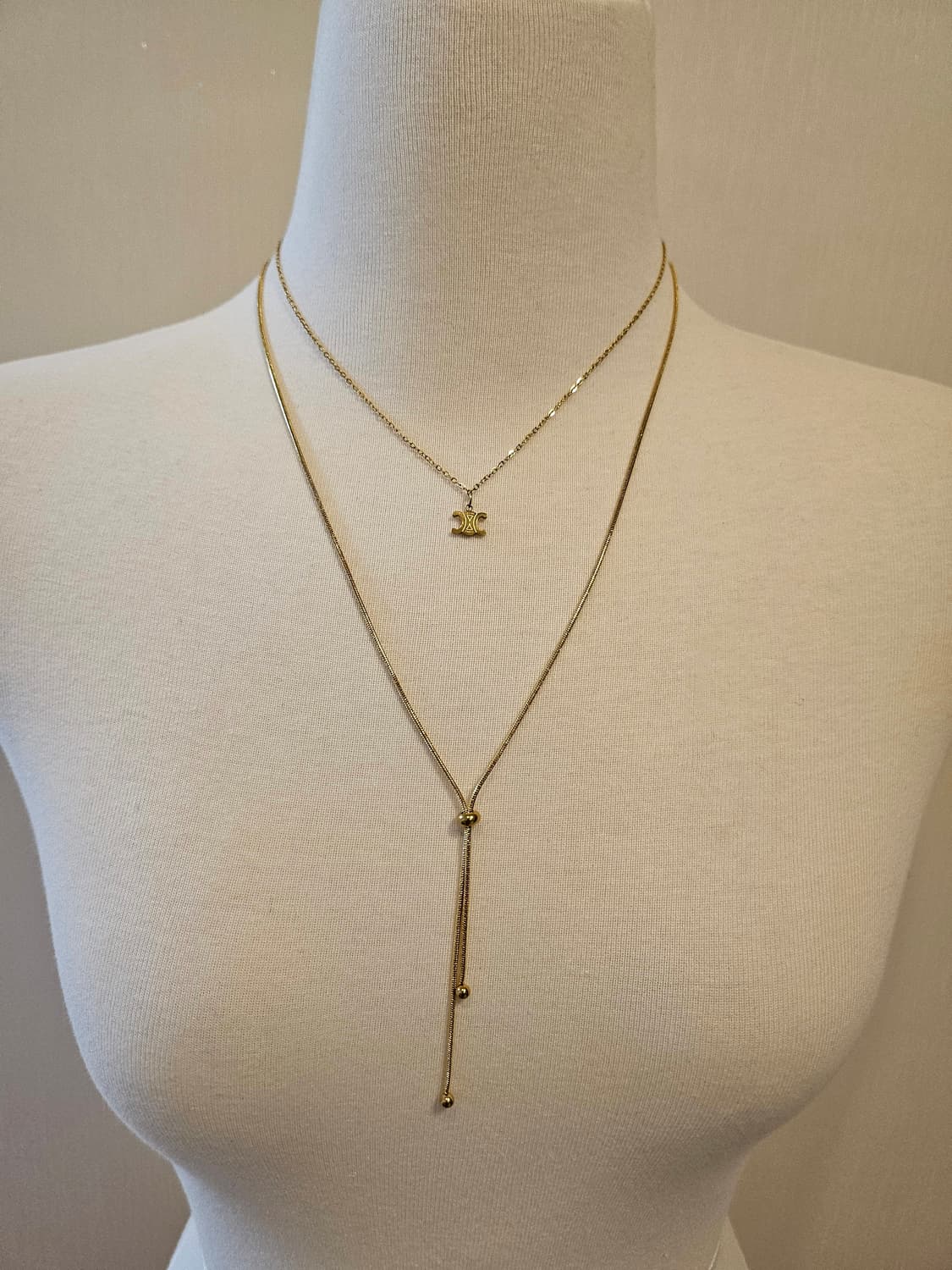 셀린느 업사이클링 두줄 레이어드 금장 목걸이 상품이미지6