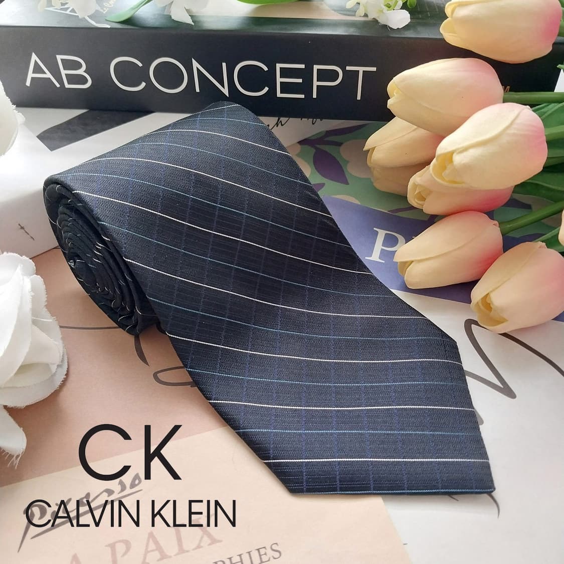 캘빈클라인 실크 블랙 스트라이프 넥타이 9cm A+등급 K2337
 상품이미지2