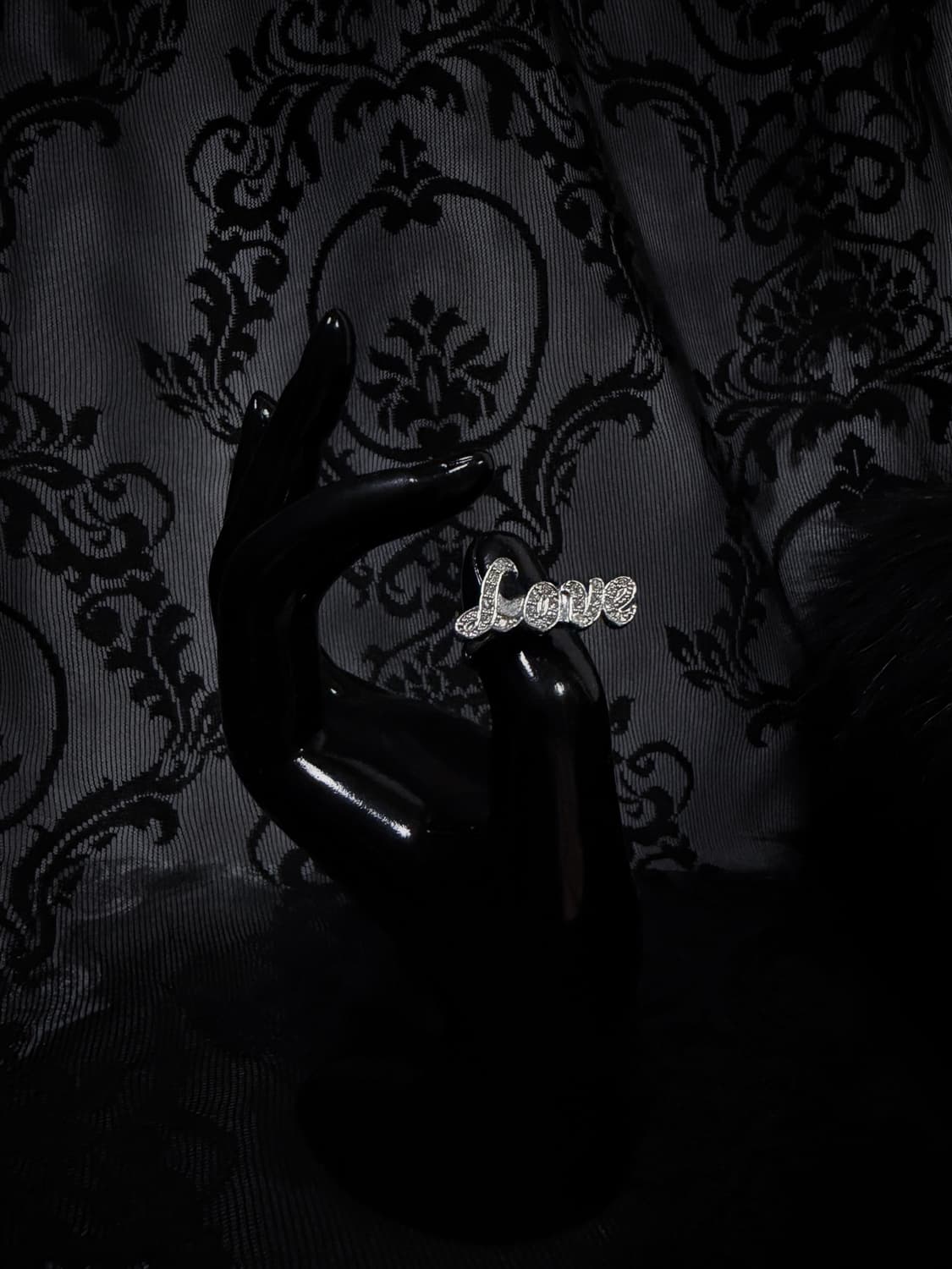 [VINTAGE] ༺ RING 008 love 실버 큐빅 오픈링 반지 상품이미지3