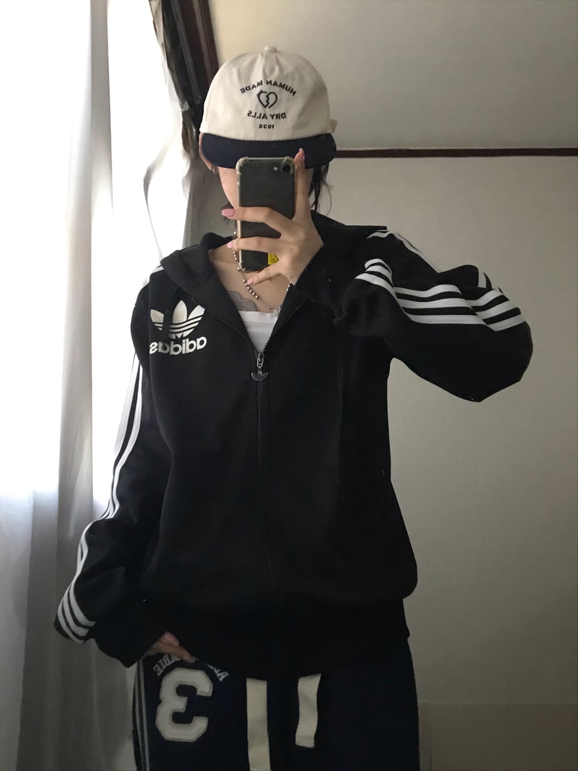 아디다스 블랙 빅로고 후드 져지 상품이미지4