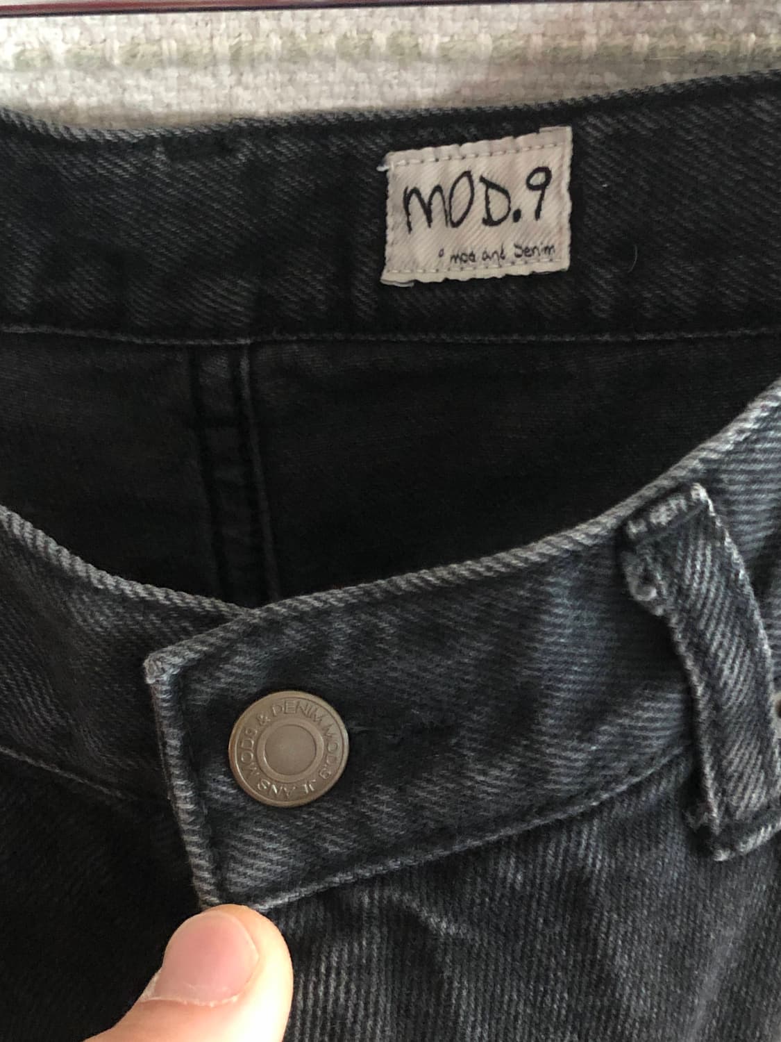 모드나인 블랙진 MOD6  세미 와이드 흑청 데님 상품이미지4