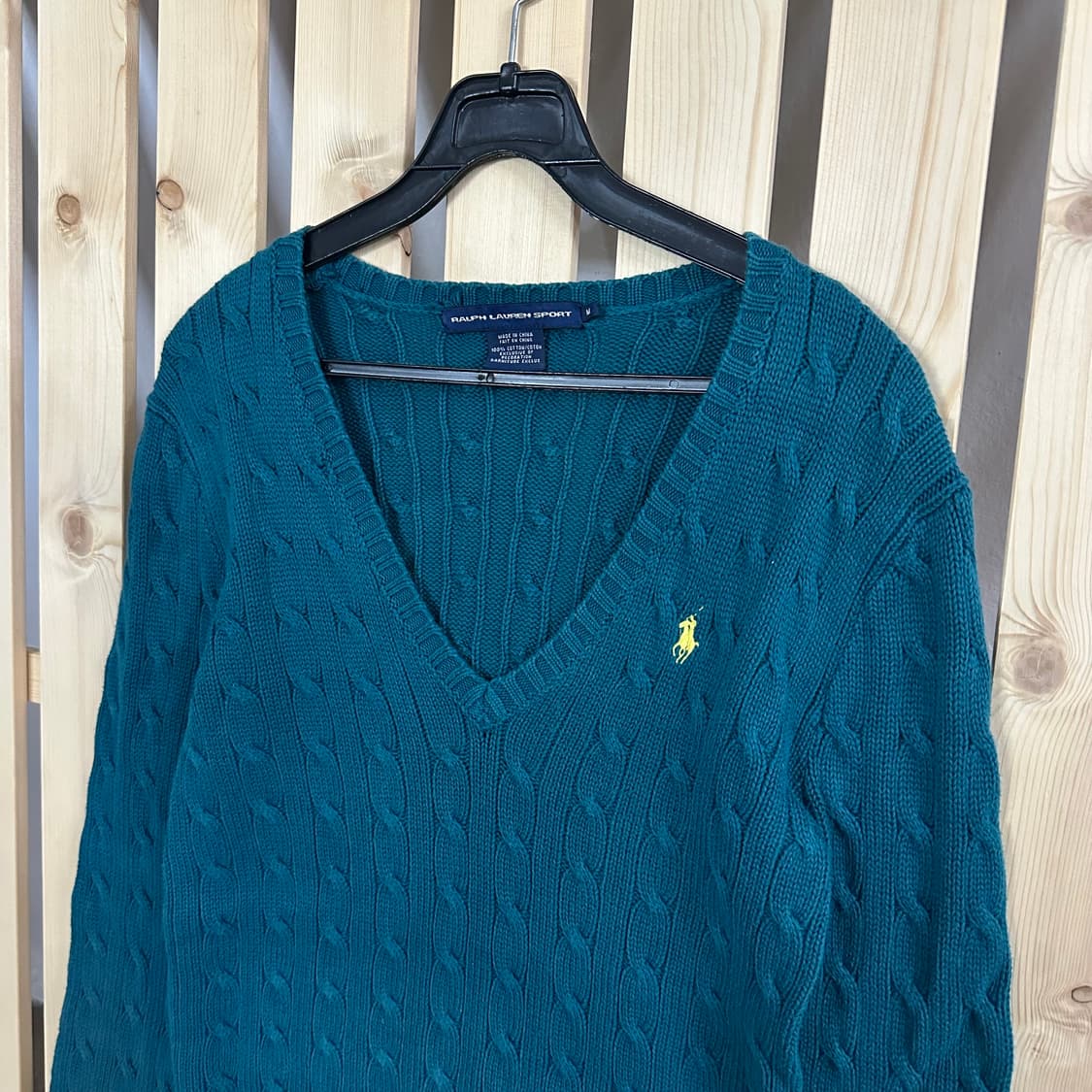 (S) 폴로 블루 그린 케이블 니트 스웨터 상품이미지3