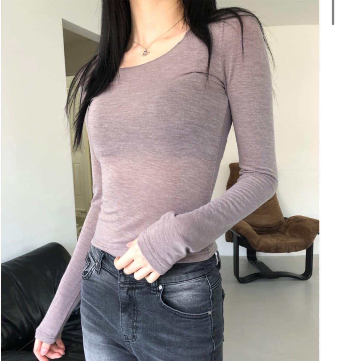 Souno cling u-neck tee 상품이미지1