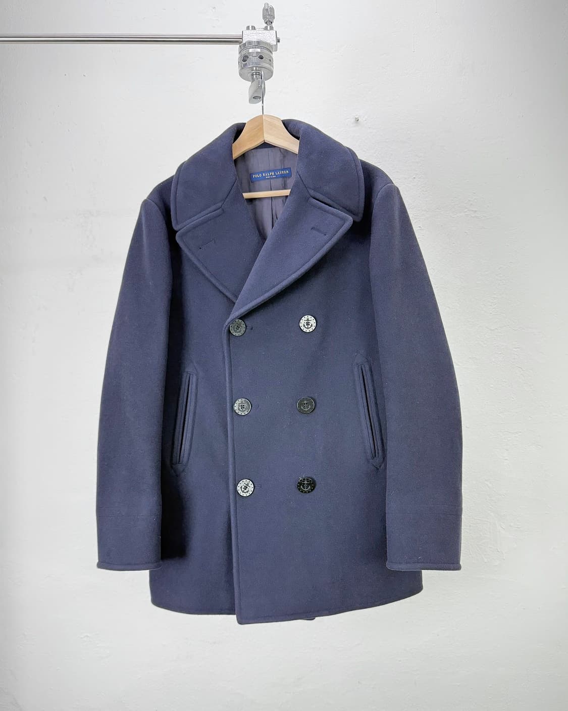 폴로 랄프로렌 네이비 울 블랜드 더블 브레스티드 숏 코트 상품이미지1