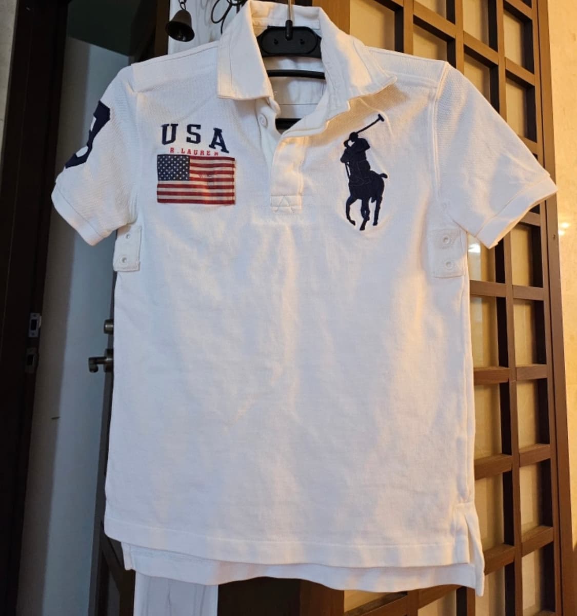 정품 폴로랄프로렌 성조기 빅포니 화이트 카라 반팔티 S 상품이미지1