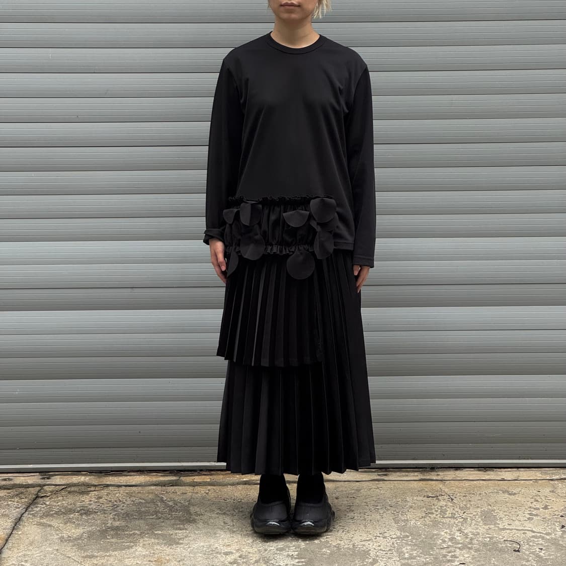 Pleated Double Black Skirt 상품이미지6