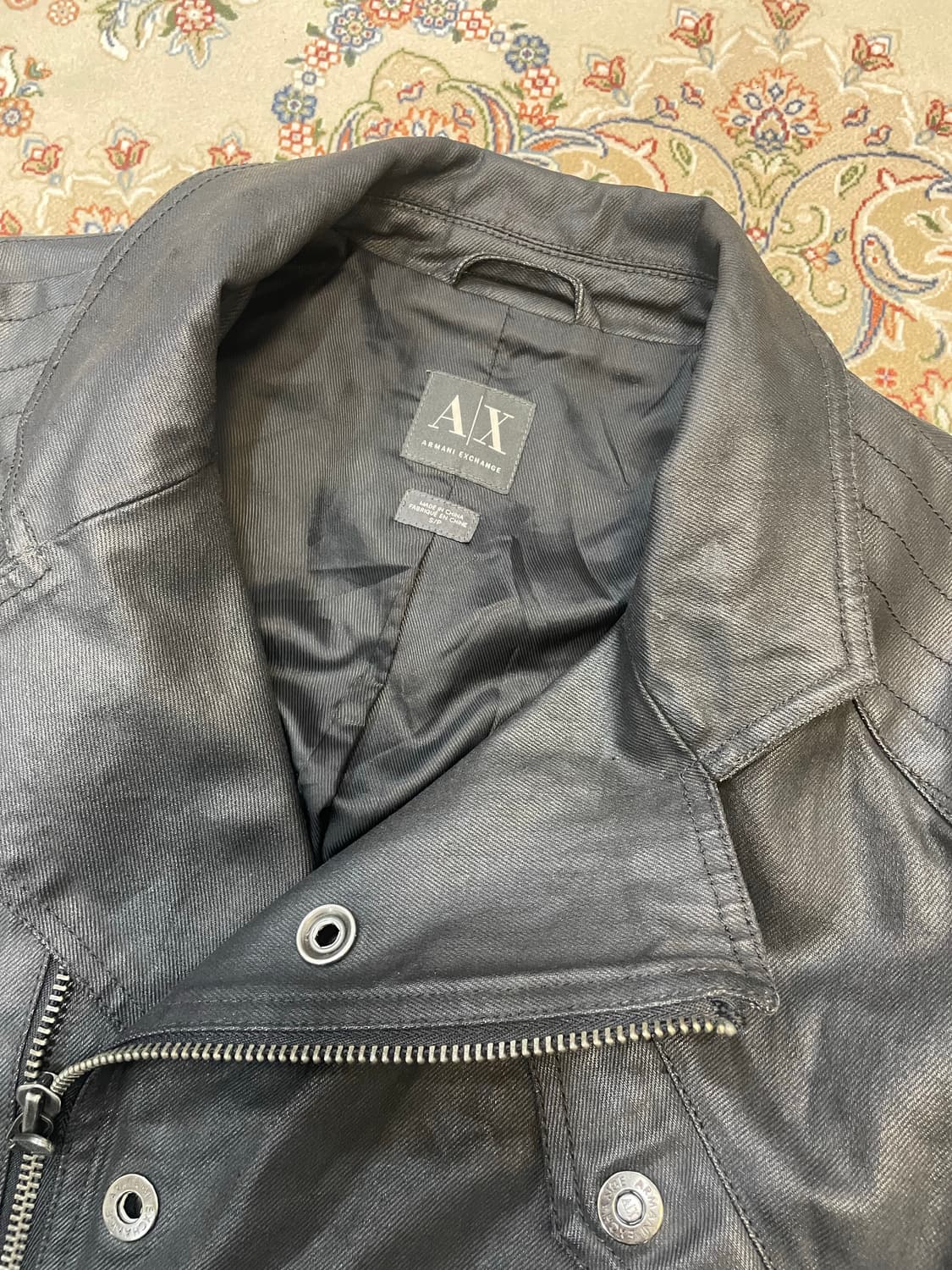 아르마니 익스체인지 사선 왁싱 코튼 바이커 자켓 상품이미지5