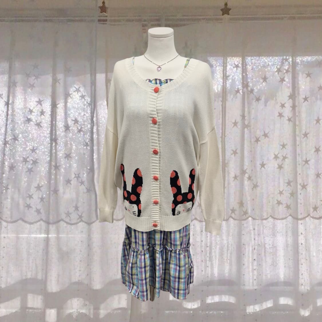 일본 빈티지 루즈핏 토끼 아방핏 니트 가디건 모리걸 상품이미지3