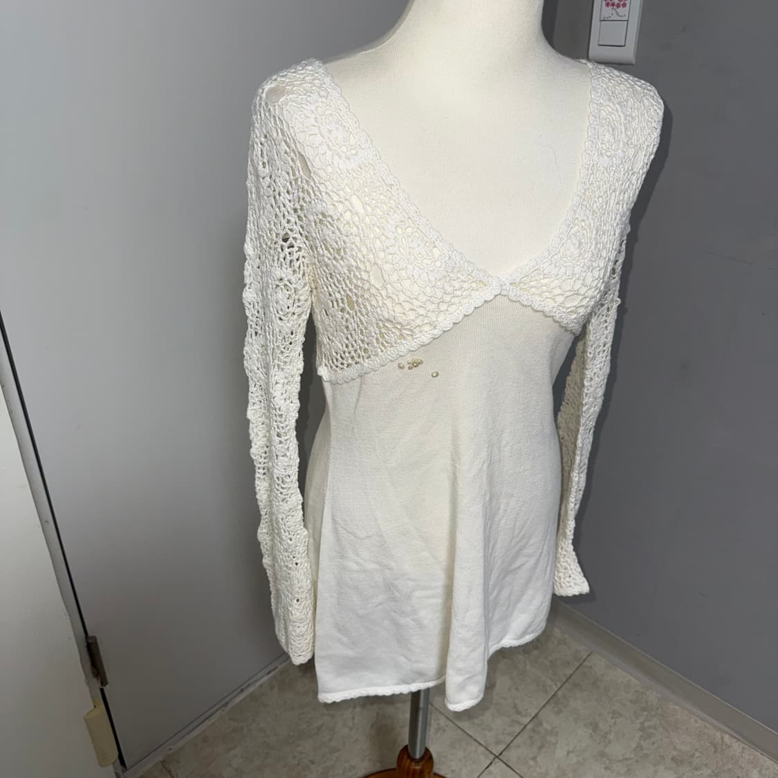 브이넥 크로쉐 니트  상품이미지2