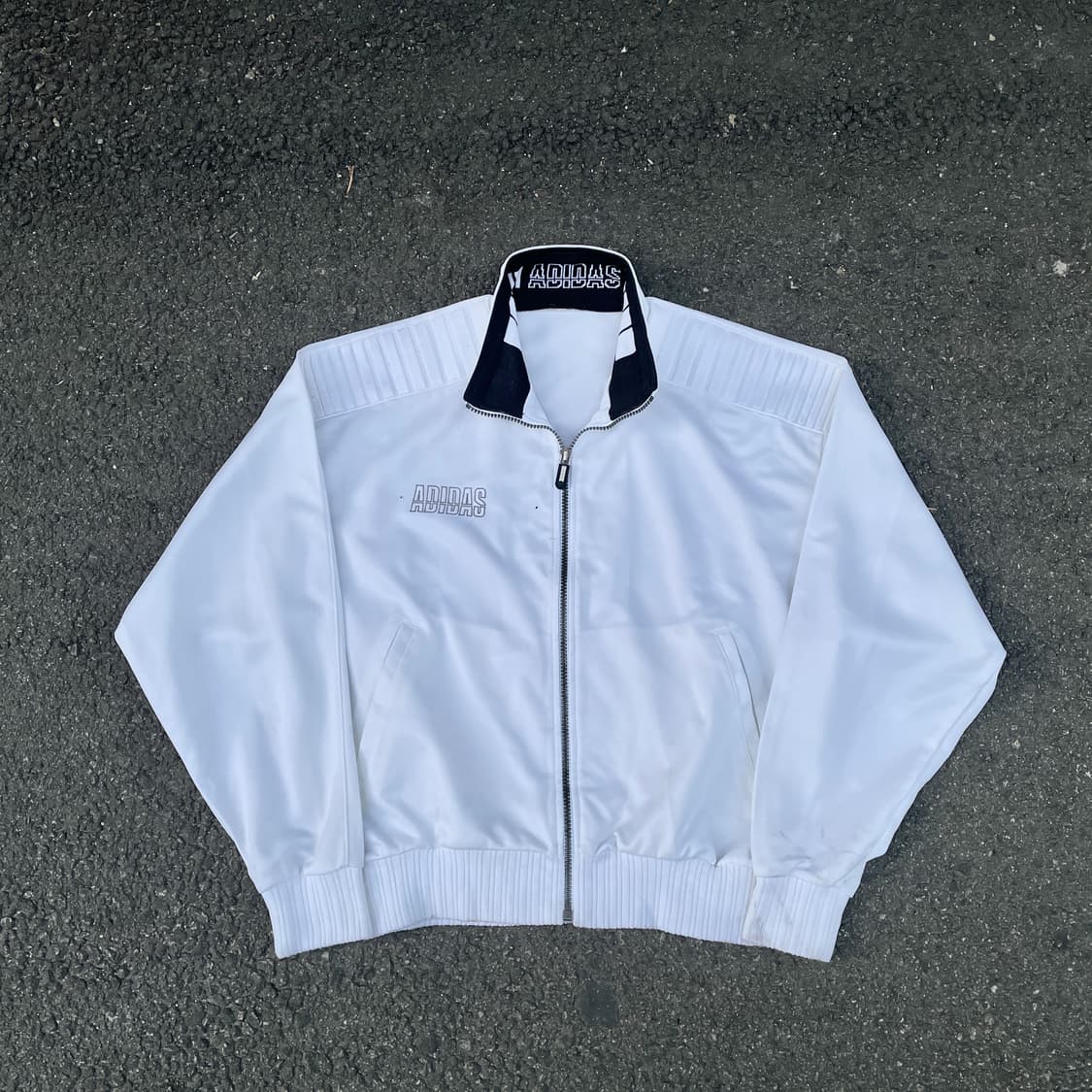 90s 아디다스 데상트 화이트 올드스쿨 오버핏 져지 크롭 트랙탑 L 상품이미지1