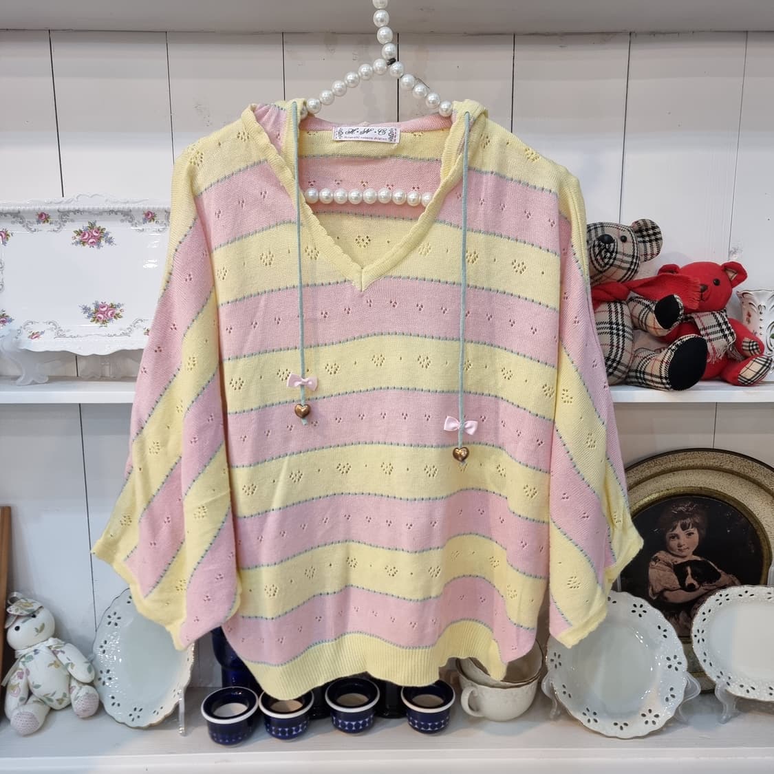 파스텔 판초 니트 후드티 상품이미지1