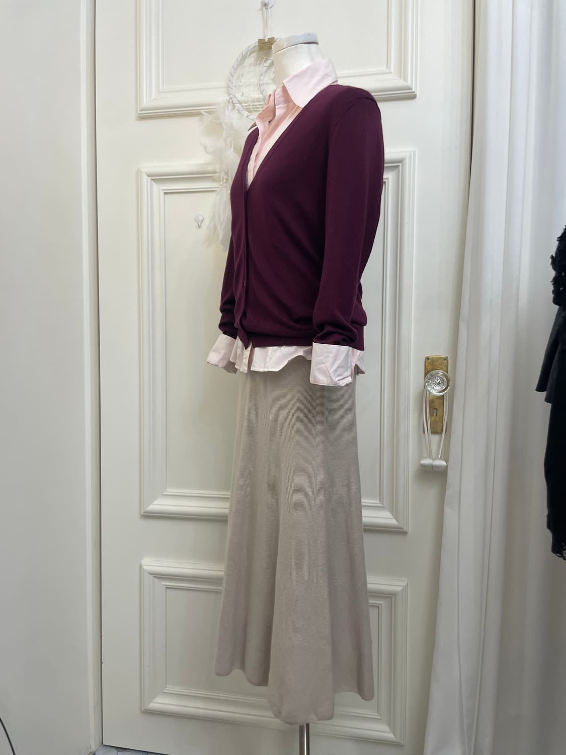 wine basic cardigan&coral pink basic shi 상품이미지3