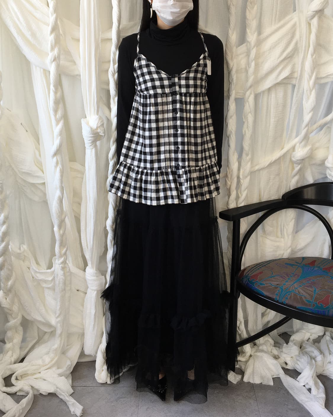 Check pattern sleeveless layered high ne 상품이미지8