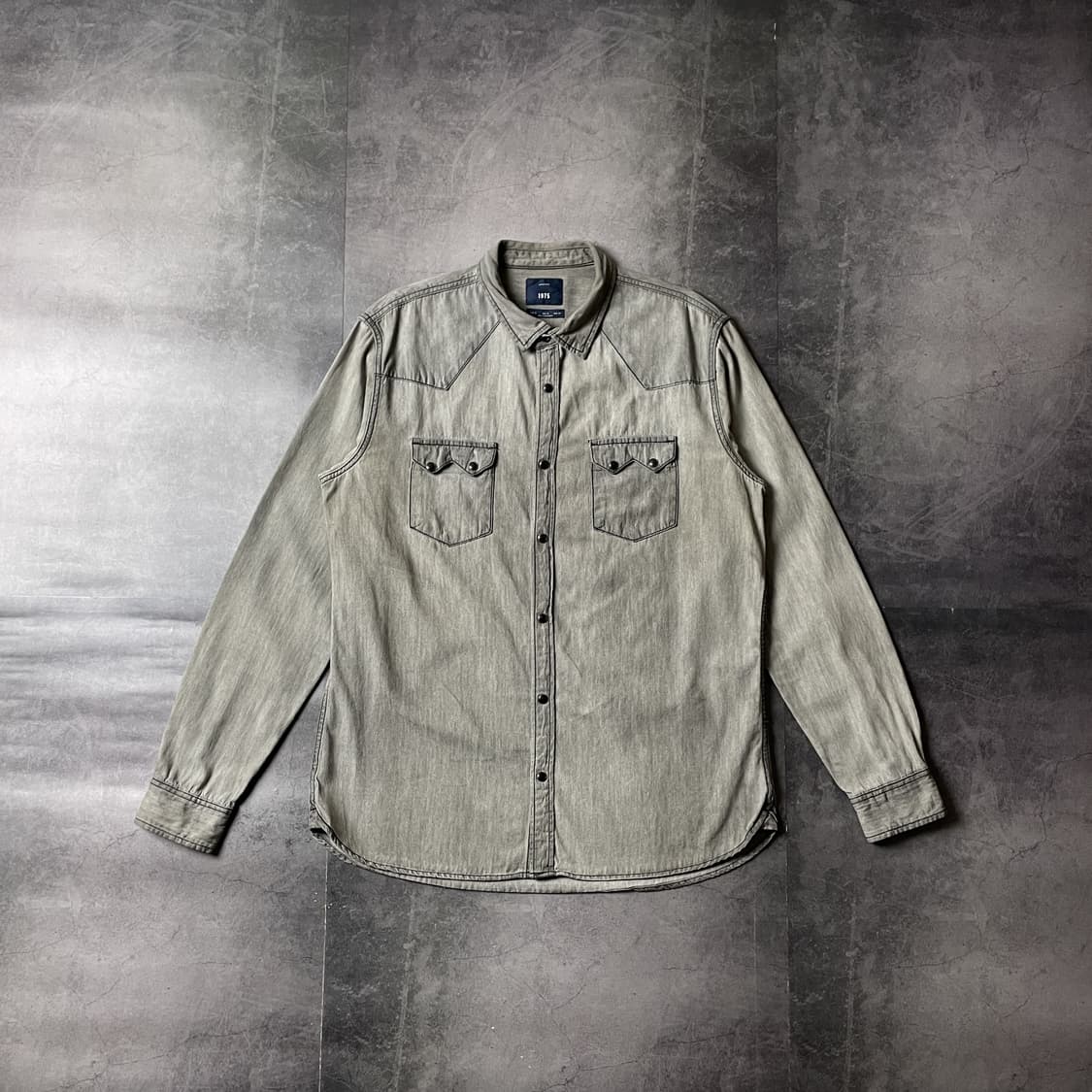 UNKNOWN 빈티지 그레이 워싱 웨스턴 코튼 셔츠 A00517 상품이미지1
