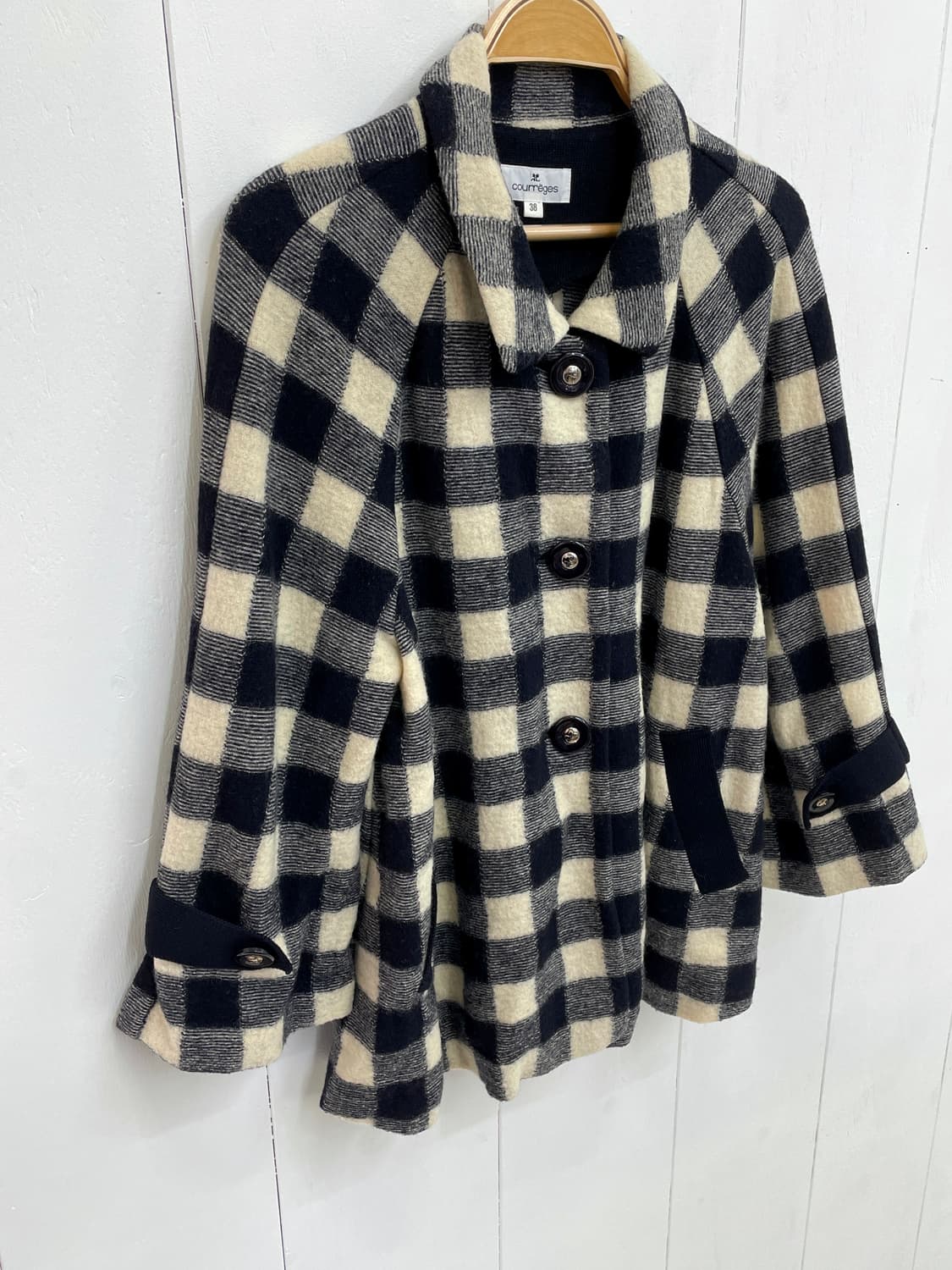 꾸레쥬 깅엄 체크 울 니트 자켓 상품이미지7