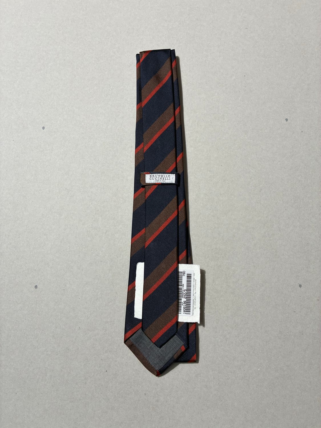 브루넬로 쿠치넬리 스트라이프 실크 넥타이 네이비/브라운 상품이미지2