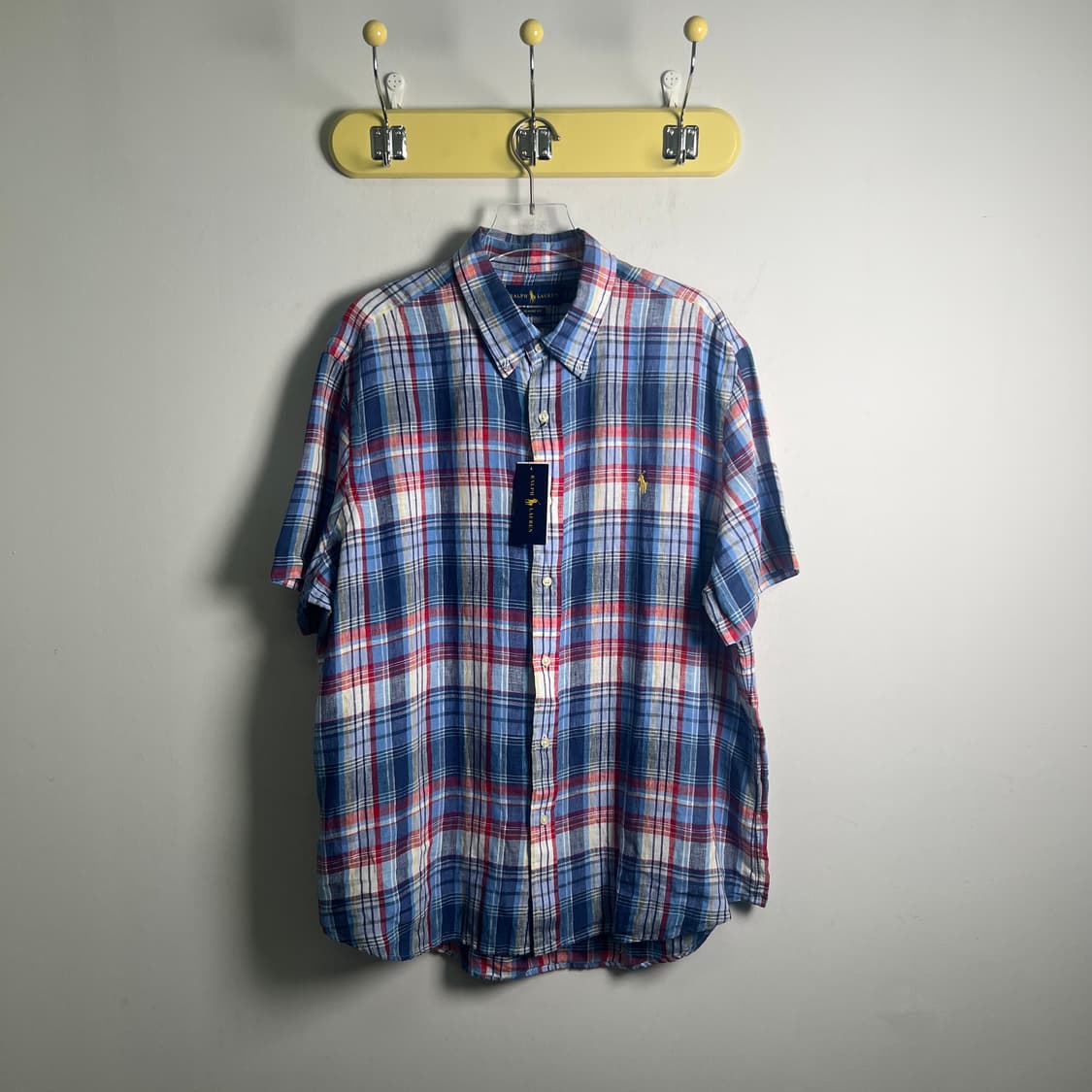 폴로 랄프로렌 클래식핏 린넨 체크 반팔 셔츠 XL 상품이미지2