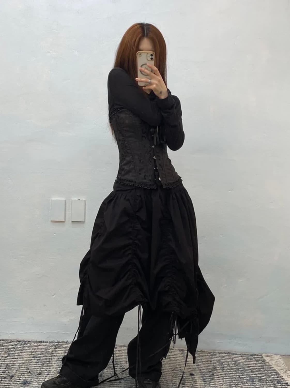 Black asymmetric balloon skirt# 상품이미지2