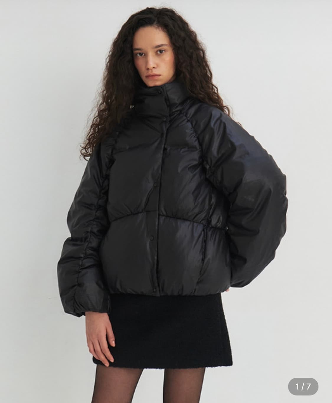 Mohan 하이넥 셔링 구스 다운 블랙 상품이미지1