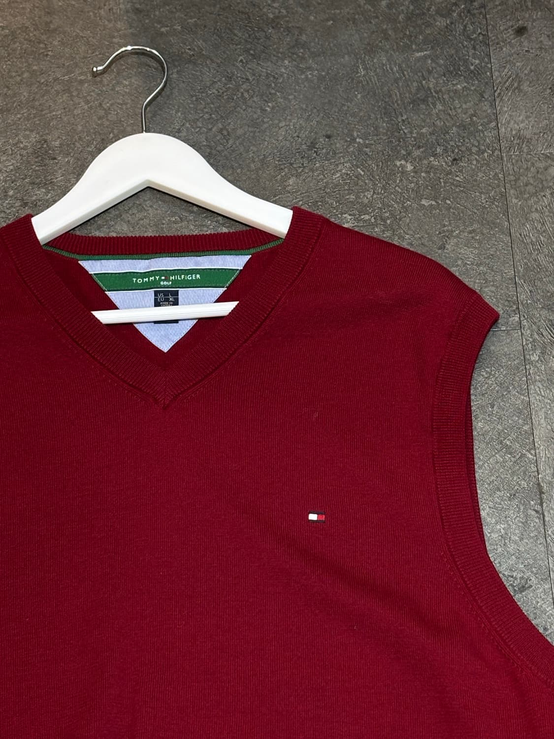 타미힐피거 니트조끼 버건디 XL사이즈 상품이미지4