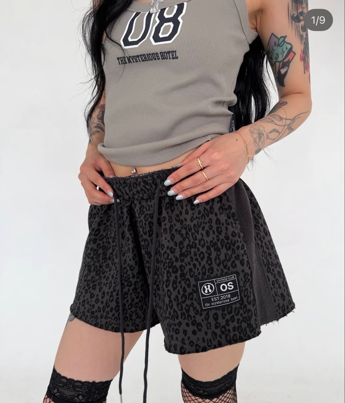 미스테리어스호텔 컷오프스웻쇼츠 호피 상품이미지1