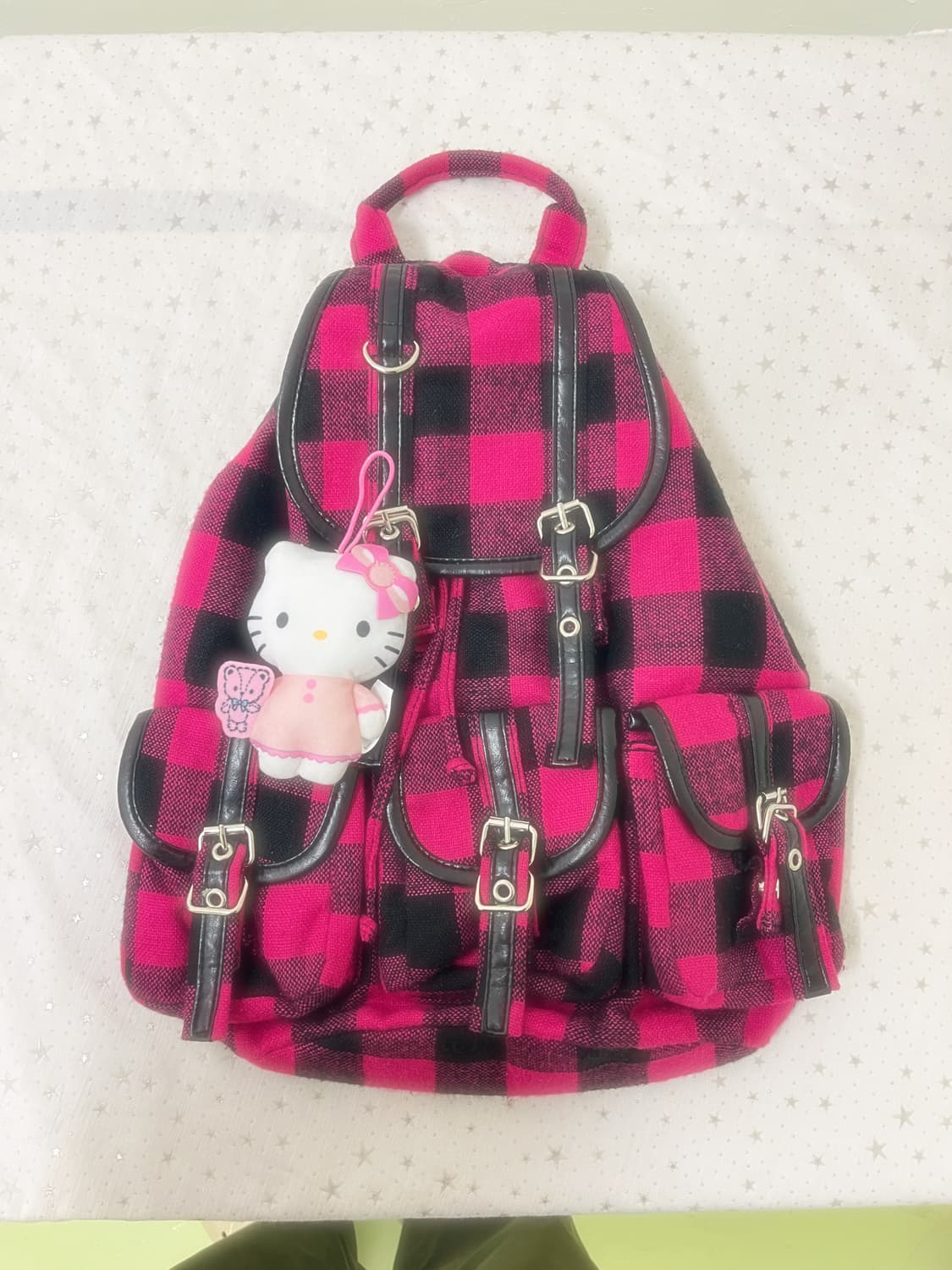 핫핑크 체크 모리걸 백팩 💕 상품이미지2
