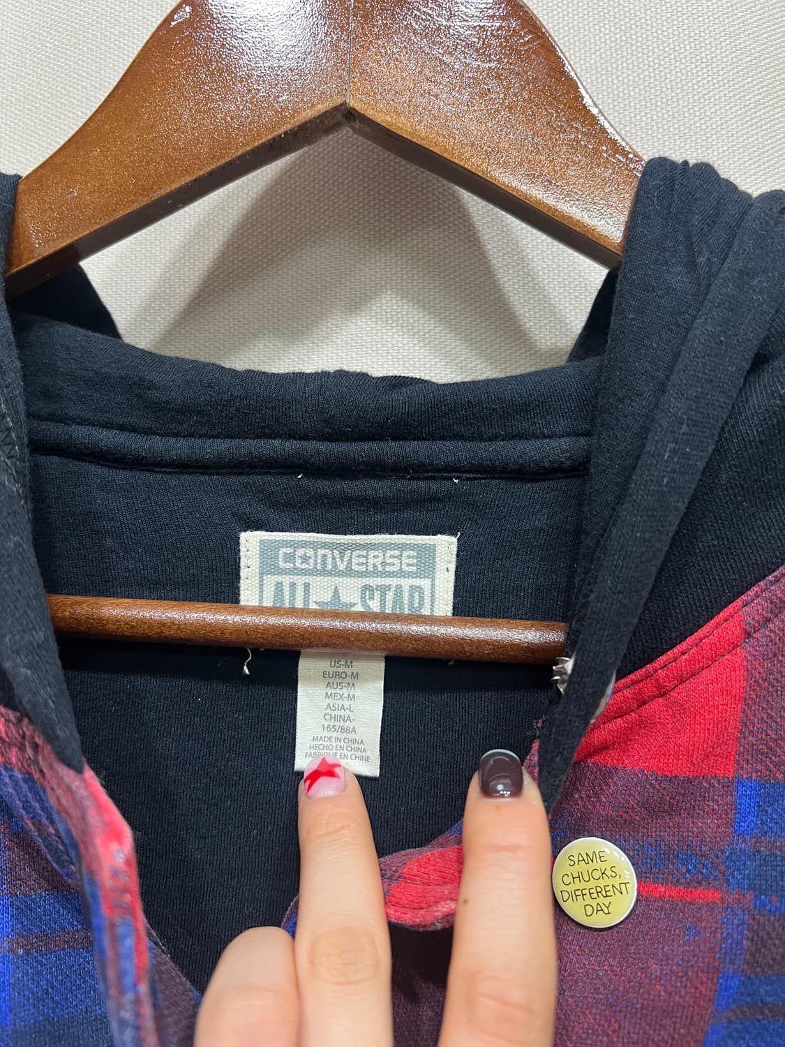 컨버스 체크 후드 블루종 자켓  상품이미지5