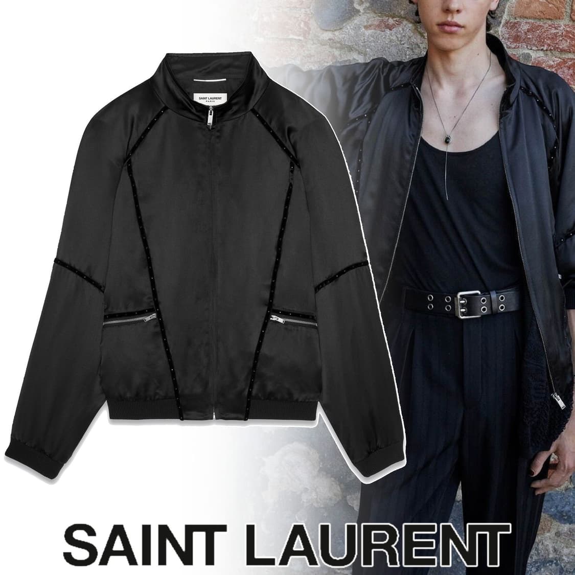 [라이즈 원빈님 착용] 생로랑 22ss 80s 실크 봄버 자켓 상품이미지1