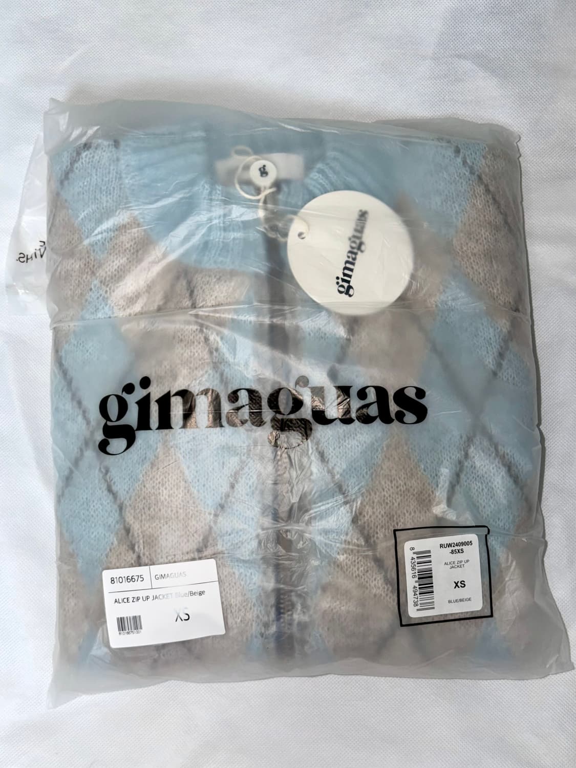 기마구아스 gimaguas 앨리스 아가일 니트 집업 XS 블루 베이지 상품이미지1