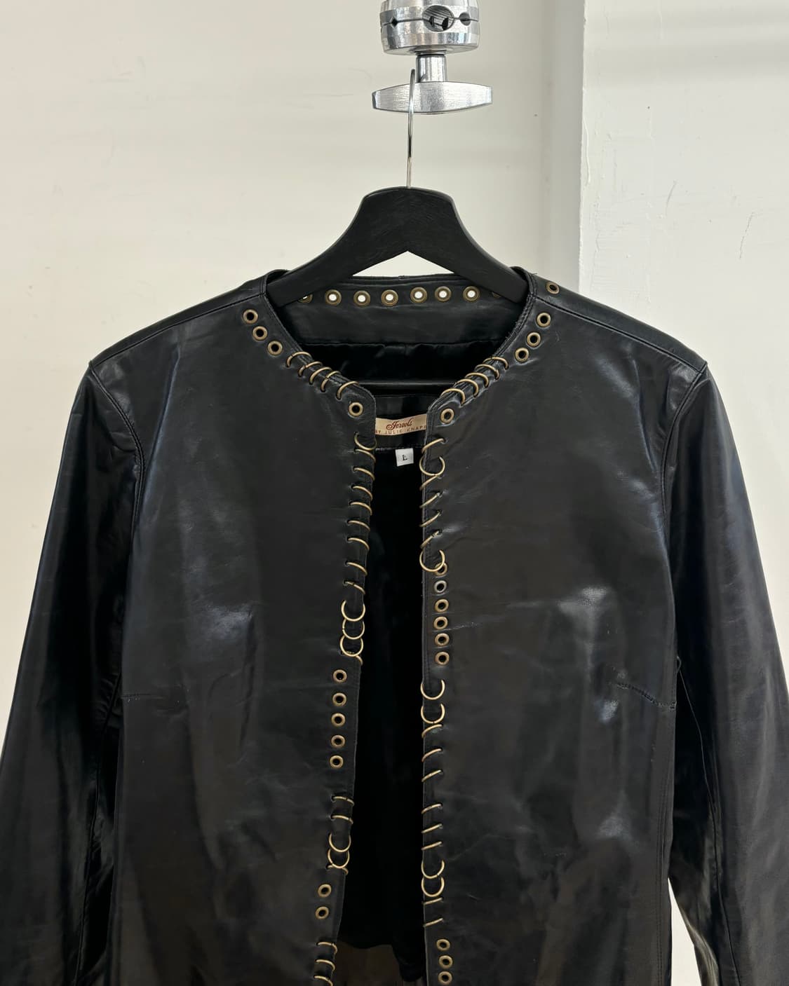 줄스 블랙 아일렛 링 슬림핏 레더 자켓 상품이미지2