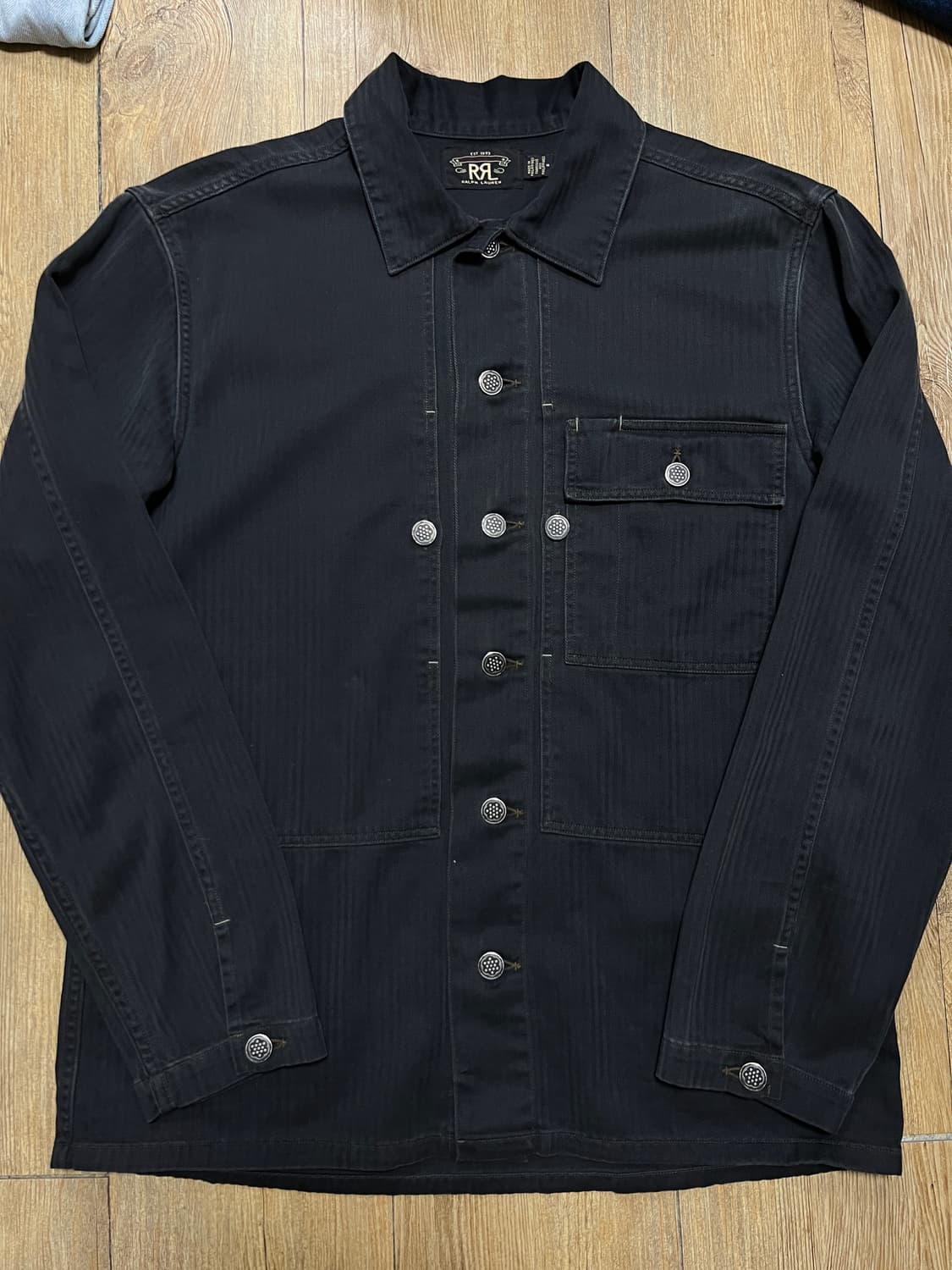 택포25) RRL 더블알엘 헤링본 트윌 셔츠 서플러스 블랙 M 상품이미지3