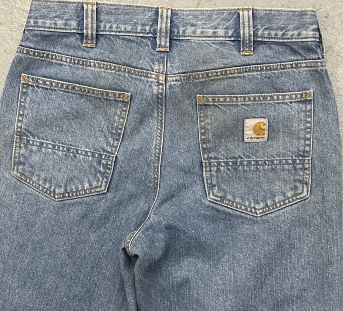 칼하트 데님 워크 팬츠 블루 릴렉스 핏 상품이미지5