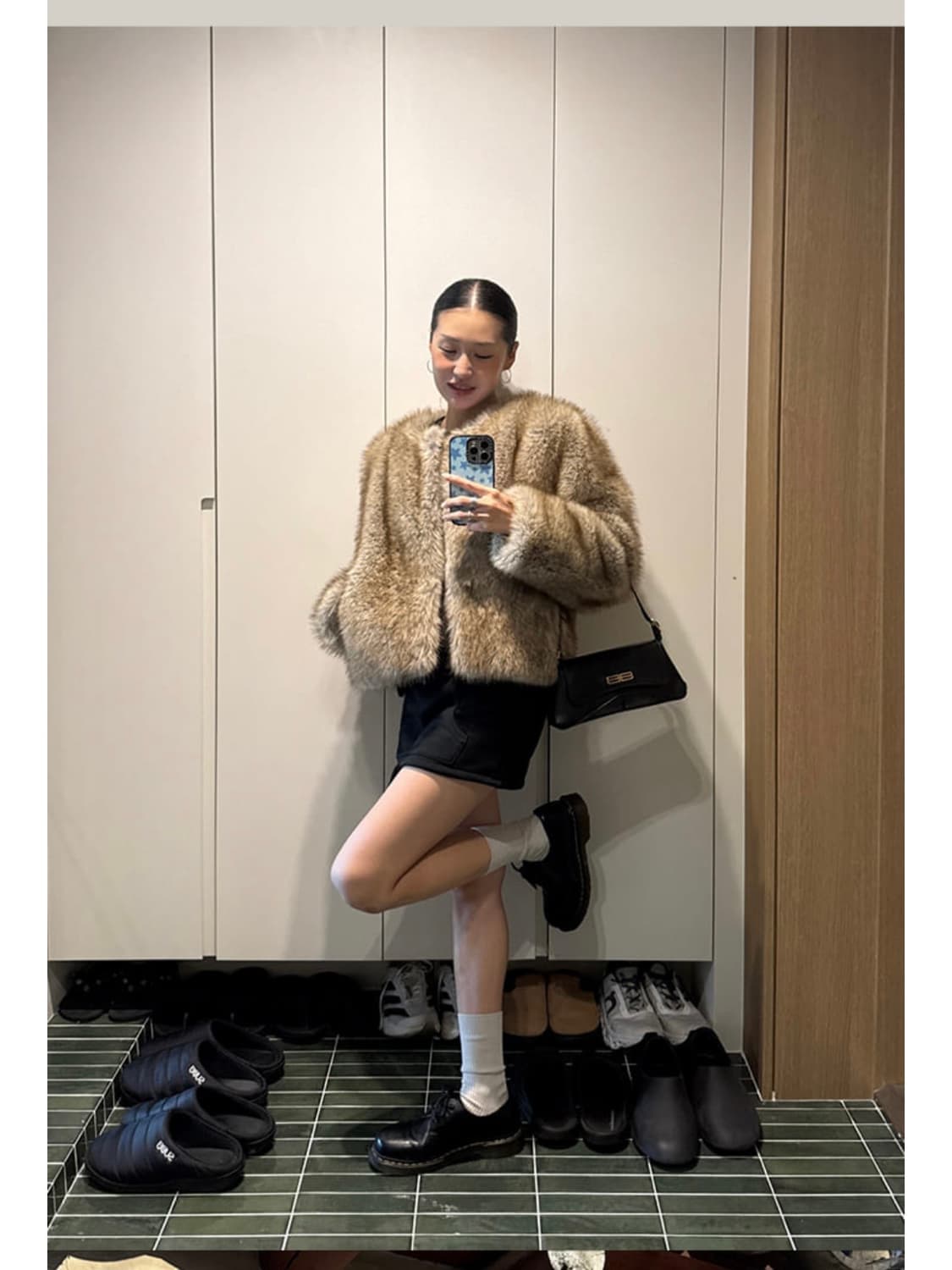 오데스 아멜리아 퍼 자켓 베이지 상품이미지3