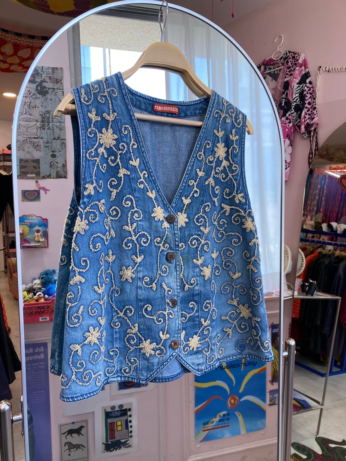 에스닉 자수 데님 베스트 상품이미지1