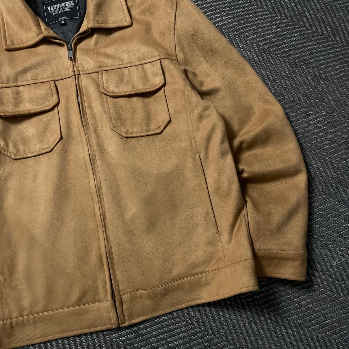 VANNWORKS 미니멀 스웨이드 트러커 자켓 카멜y 4963 상품이미지2